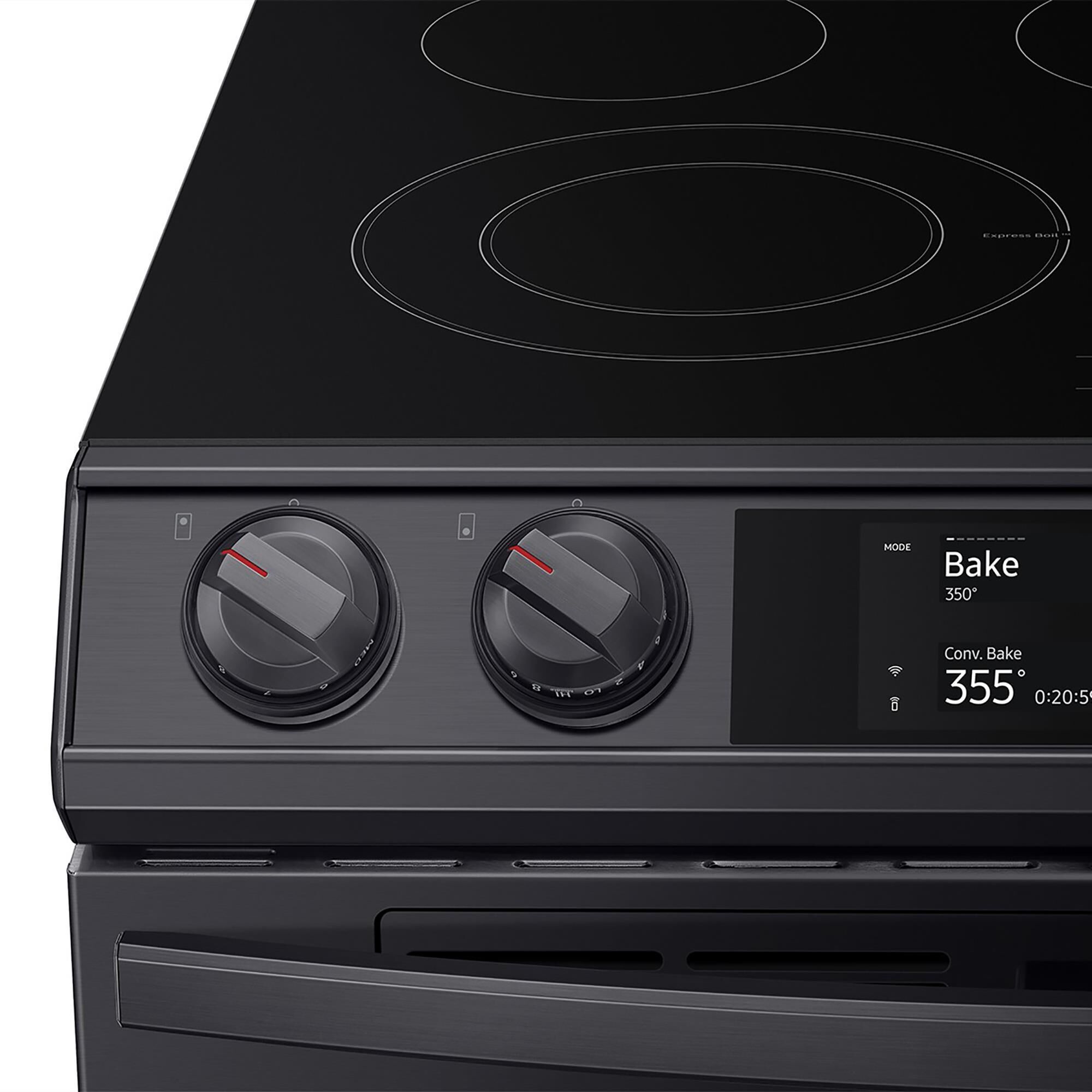 Samsung 6.3 Cu. Ft. Flex Duo Front Control Slide-in Electric Range with Smart Dial, Air Fry and Wi-Fi in Black Stainless Steel, , large