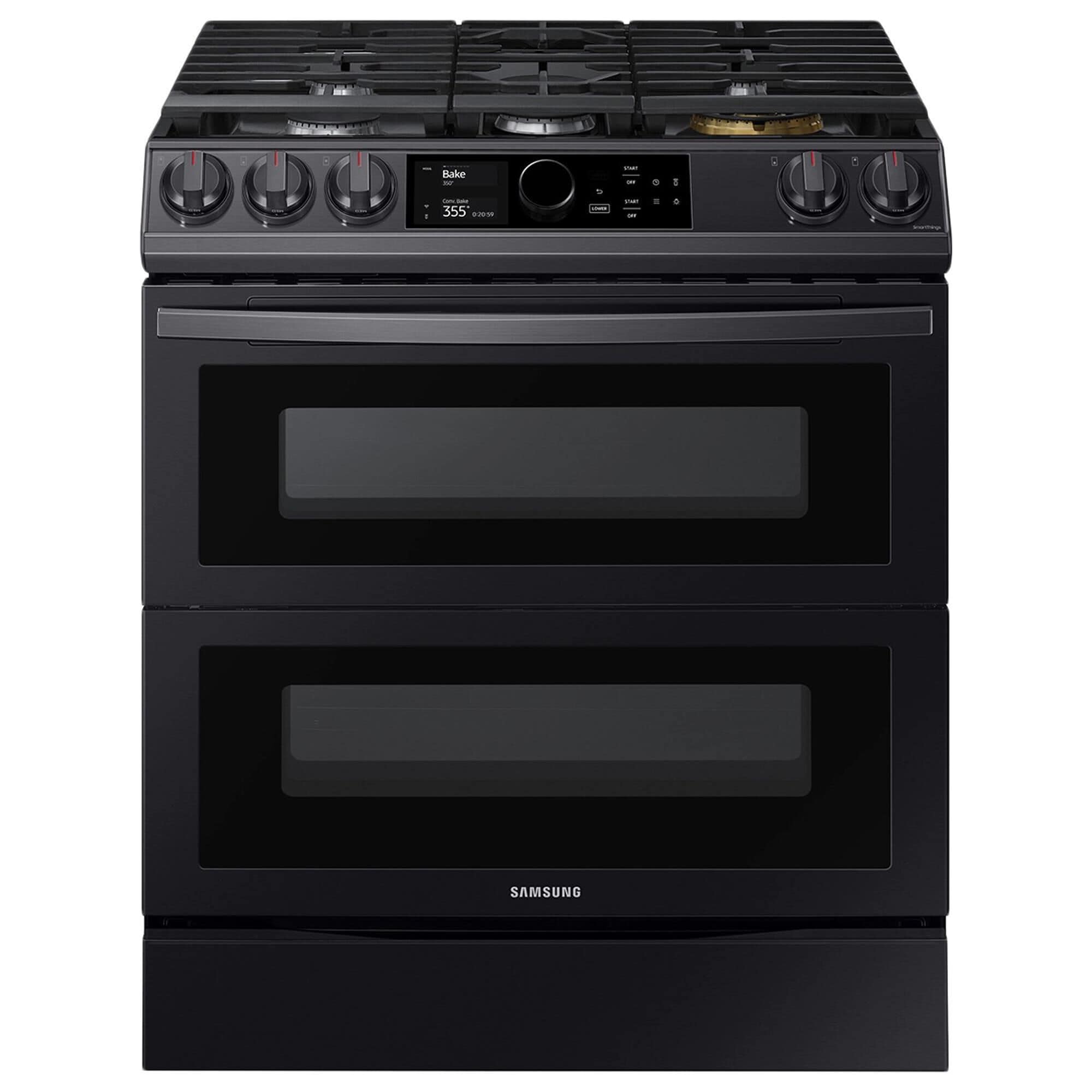Samsung 6.0 Cu. Ft. Flex Duo Front Control Slide-in Gas Range with Smart Dial, Air Fry and Wi-Fi in Black Stainless Steel, , large