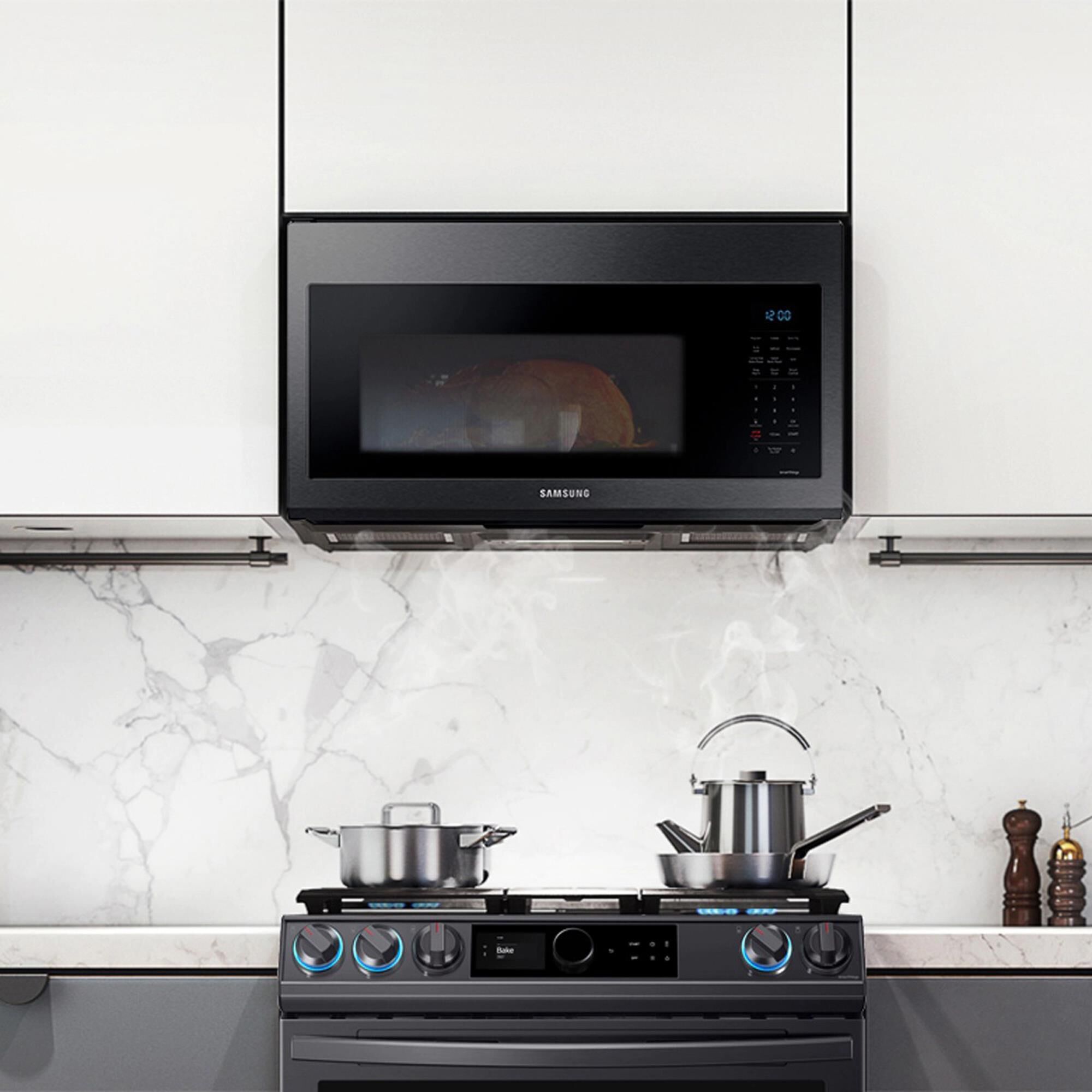 Samsung 1.7 Cu. Ft. Over-the-Range Microwave with Convection in Black Stainless Steel, , large