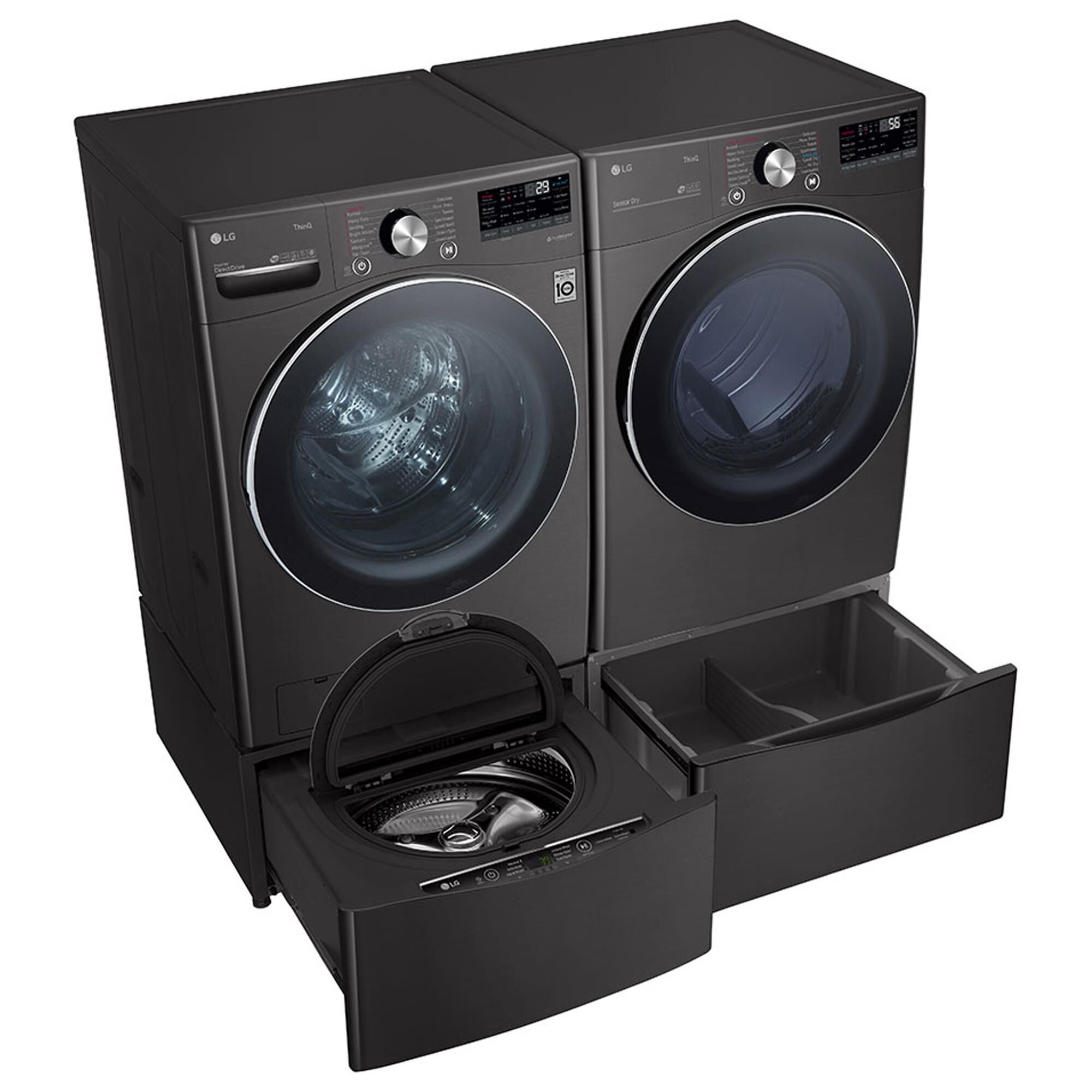 LG 7.4 Cu. Ft. Smart Front Load Electric Dryer with TurboSteam in Black Steel, , large