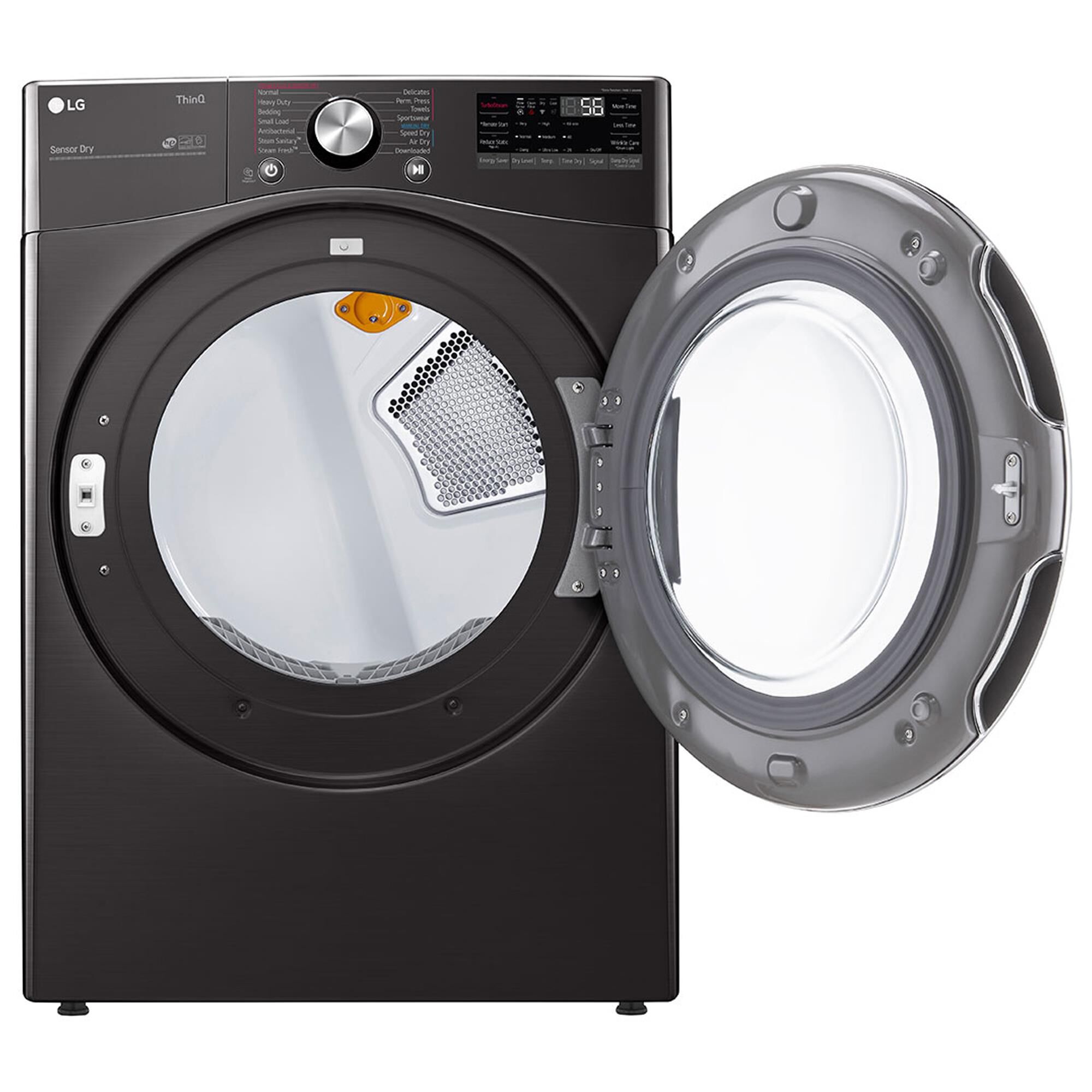 LG 7.4 Cu. Ft. Smart Front Load Electric Dryer with TurboSteam in Black Steel, , large