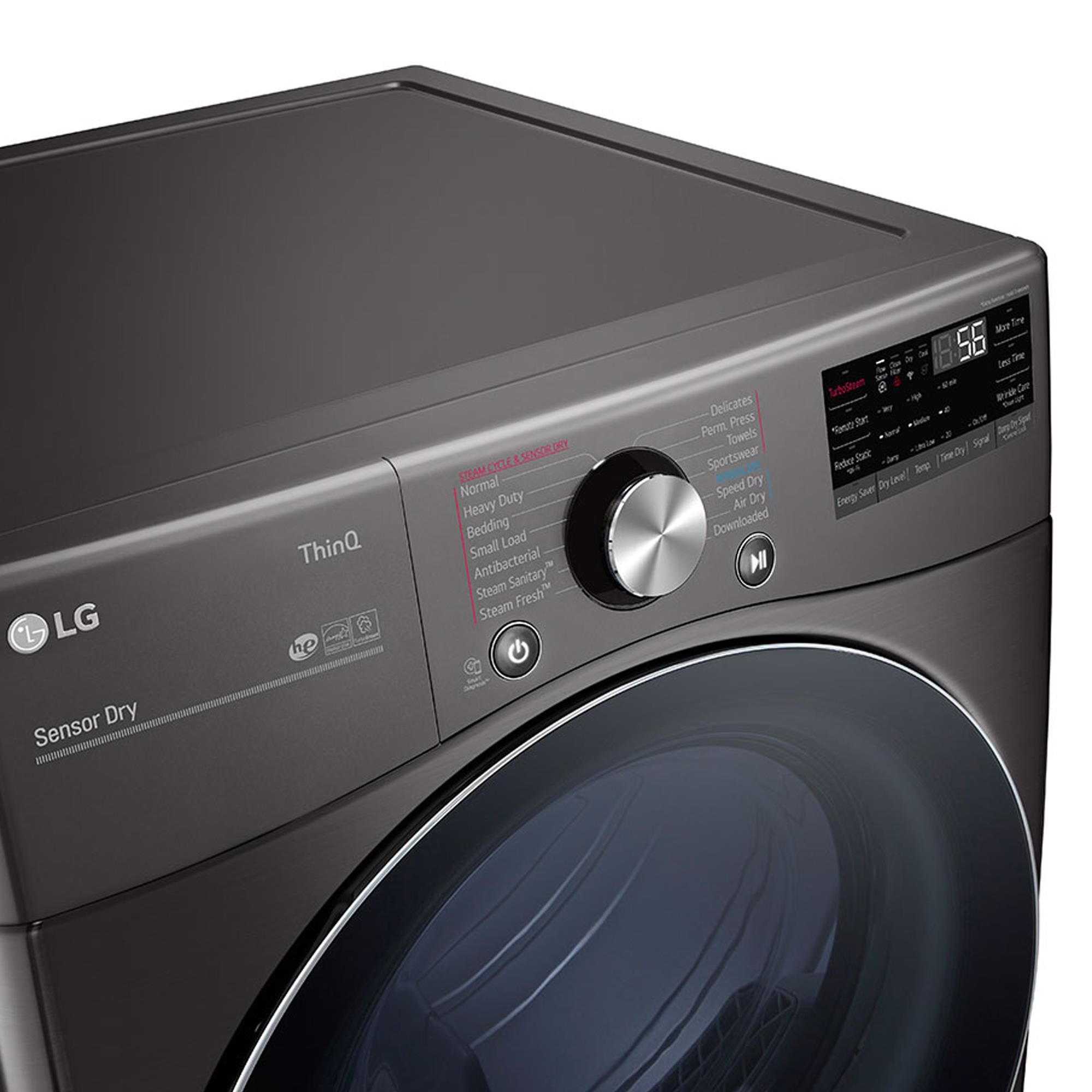 LG 7.4 Cu. Ft. Smart Front Load Electric Dryer with TurboSteam in Black Steel, , large