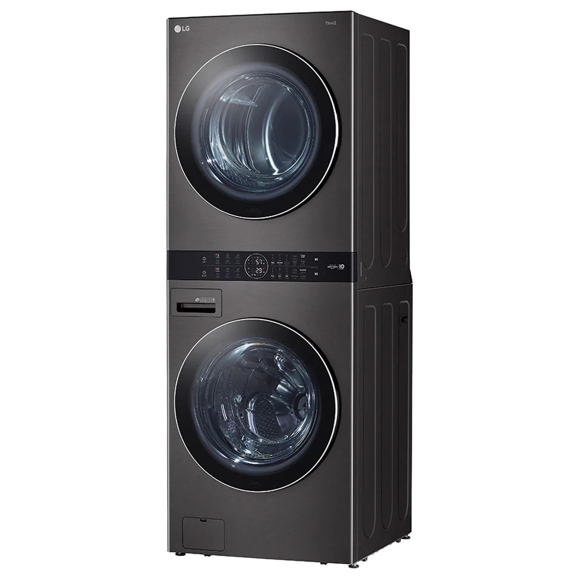 LG Single Unit Front Load LG WashTower with Center Control 4.5 Cu. Ft. Washer and 7.4 Cu. Ft. Gas Dryer in Black Stainless Steel, , large