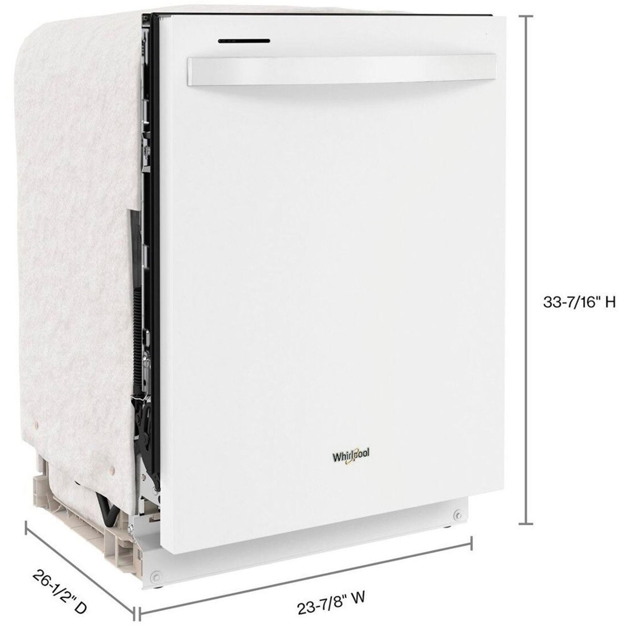 Whirlpool 24" Built-In Bar Handle Dishwasher with 47 Decibel in White, , large