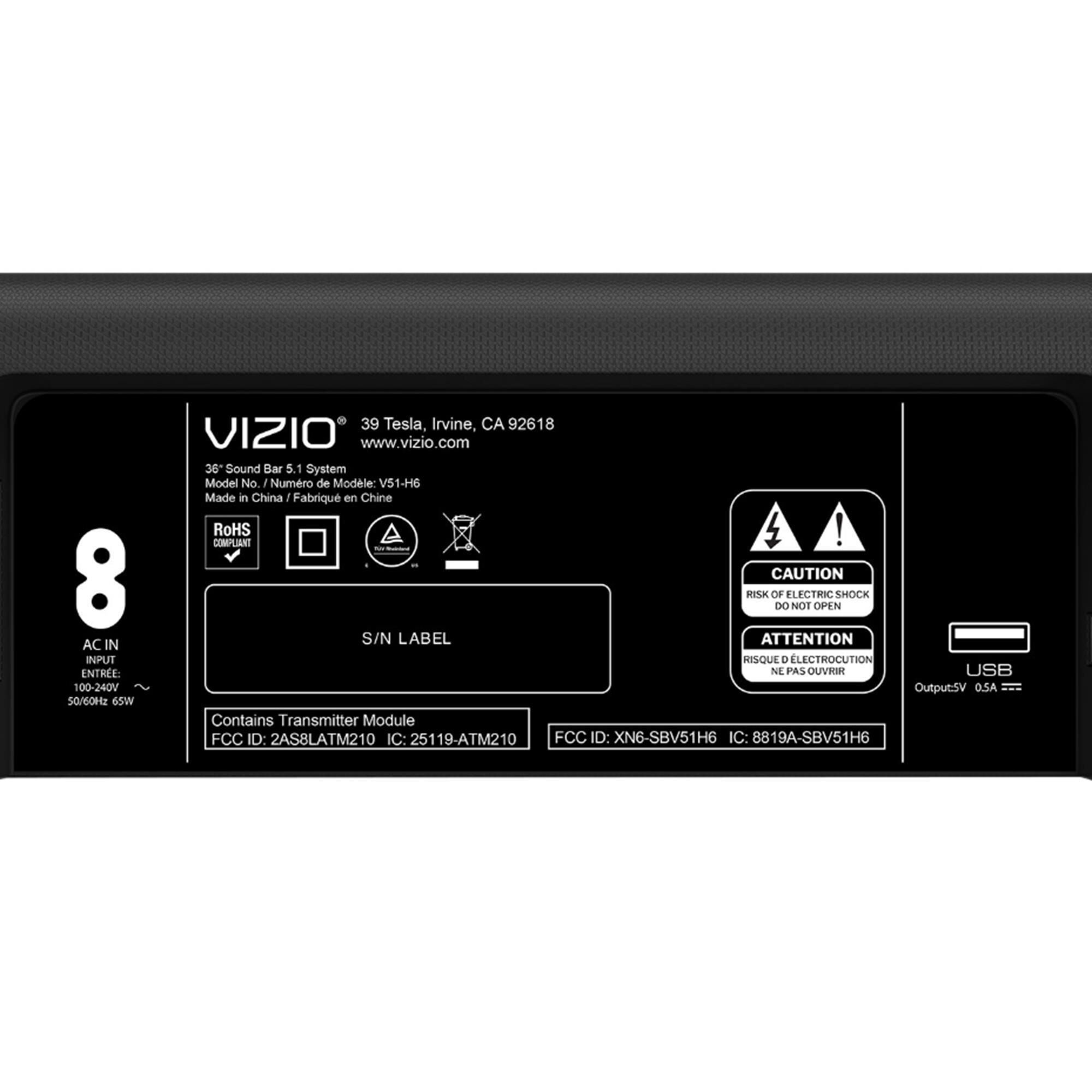 VIZIO V-Series 5.1 Home Theater Sound Bar in Black, , large