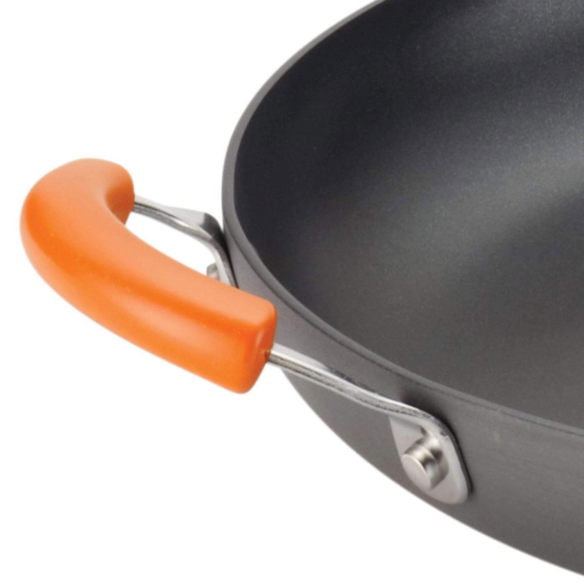 Rachael Ray 14" Nonstick Skillet with Helper Handle in Gray and Orange, , large