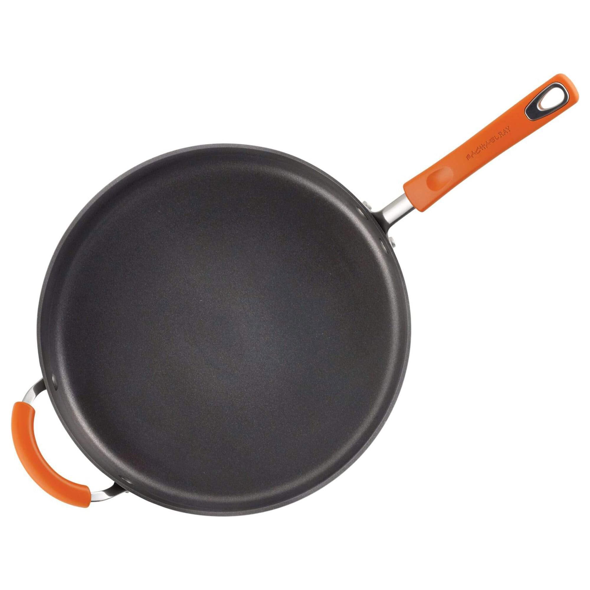Rachael Ray 14" Nonstick Skillet with Helper Handle in Gray and Orange, , large