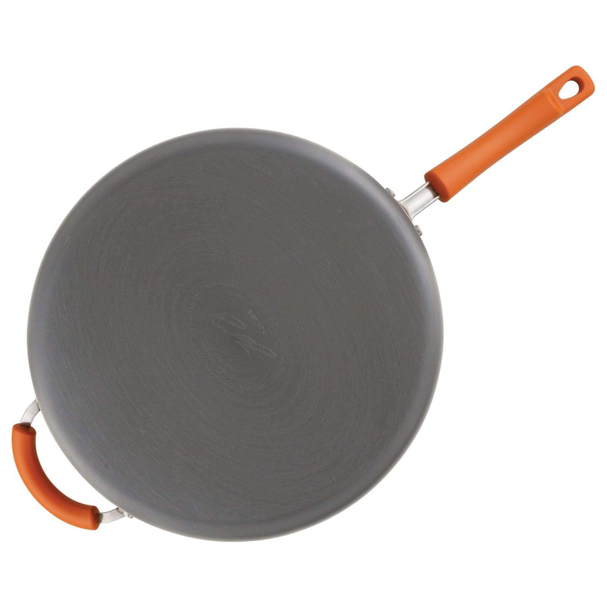 Rachael Ray 14" Nonstick Skillet with Helper Handle in Gray and Orange, , large