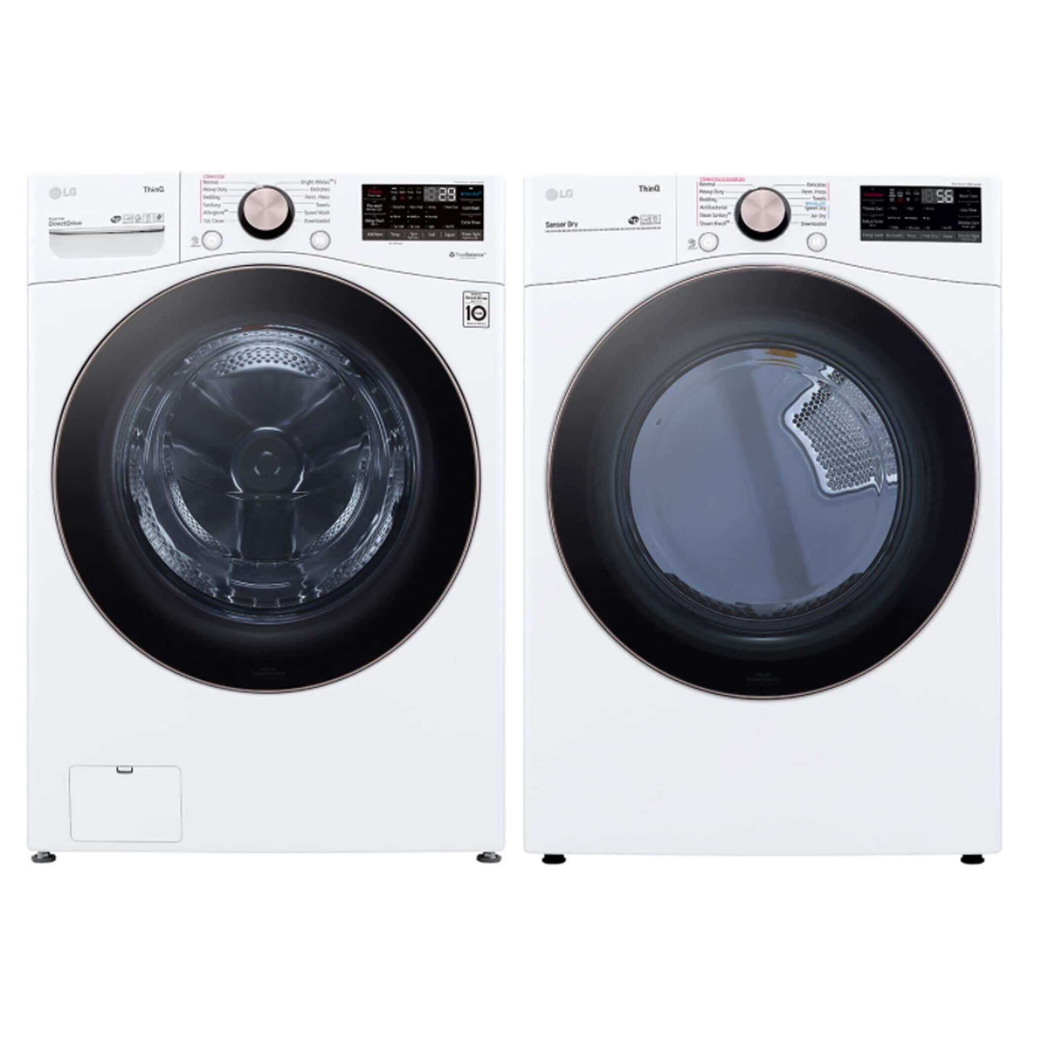 LG 4.5 Cu. Ft. Front Load Washer and 7.4 Cu. Ft. Electric Dryer with TurboWash 360 Laundry Pair in White, , large
