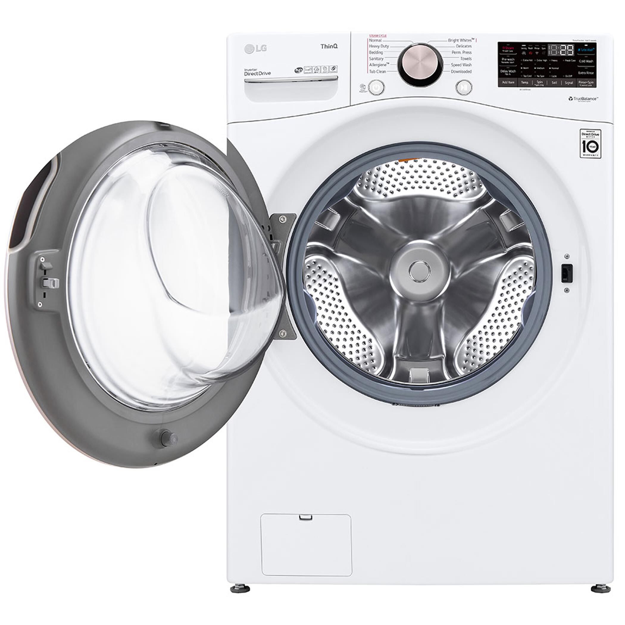 LG 4.5 Cu. Ft. Front Load Washer and 7.4 Cu. Ft. Electric Dryer with TurboWash 360 Laundry Pair in White, , large