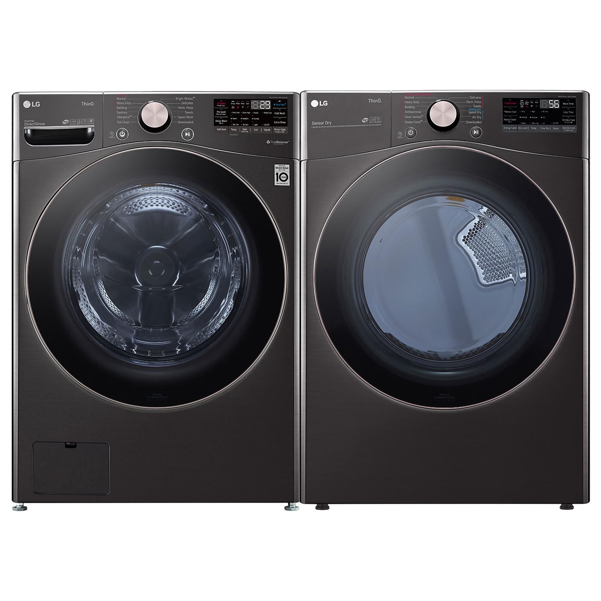 LG 4.5 Cu. Ft. Front Load Washer and 7.4 Cu. Ft. Electric Dryer with TurboWash 360 Laundry Pair in Black Steel, , large