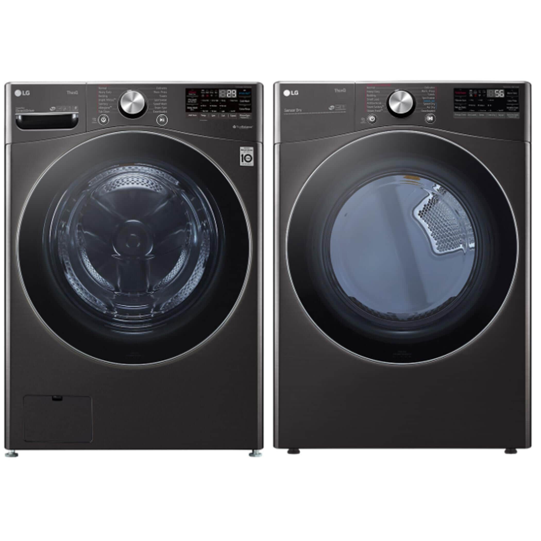 LG 4.5 Cu. Ft. Front Load Washer and 7.4 Cu. Ft. Gas Dryer with TurboWash 360 Laundry Pair in Black Steel, , large