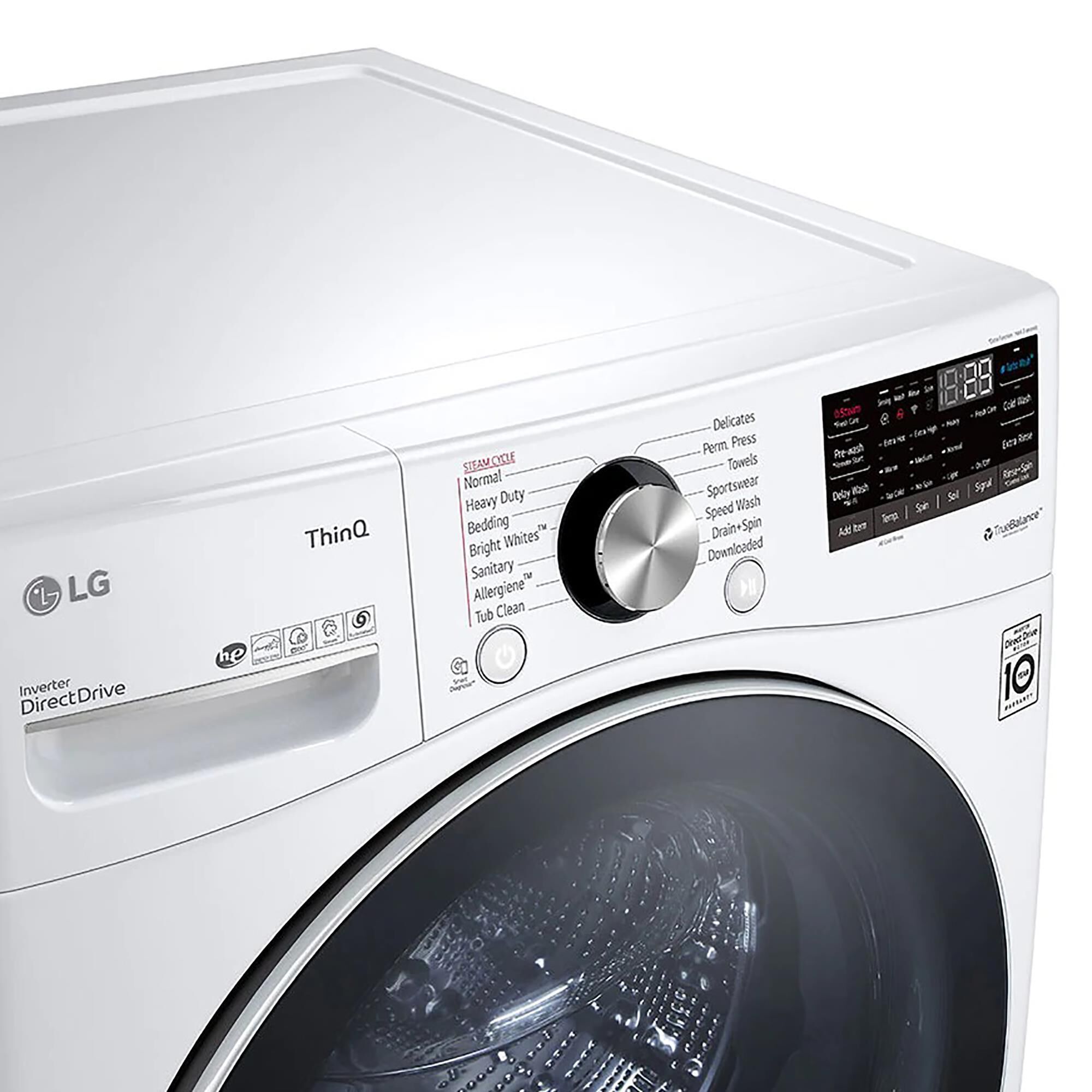 LG 5.0 Cu. Ft. Front Load Washer and 7.4 Cu. Ft. Electric Dryer with TurboWash 360 Laundry Pair in White (Pedestals Sold Separately), , large