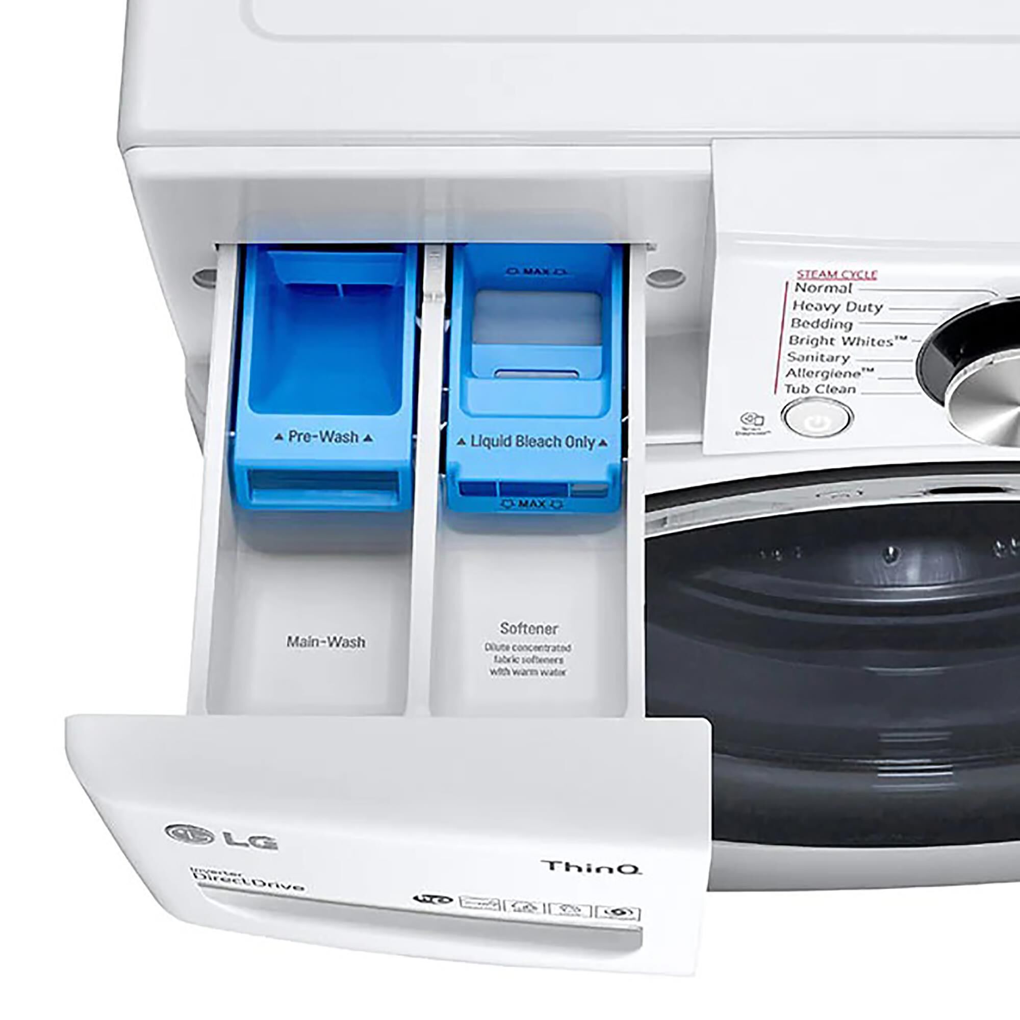 LG 5.0 Cu. Ft. Front Load Washer and 7.4 Cu. Ft. Electric Dryer with TurboWash 360 Laundry Pair in White (Pedestals Sold Separately), , large