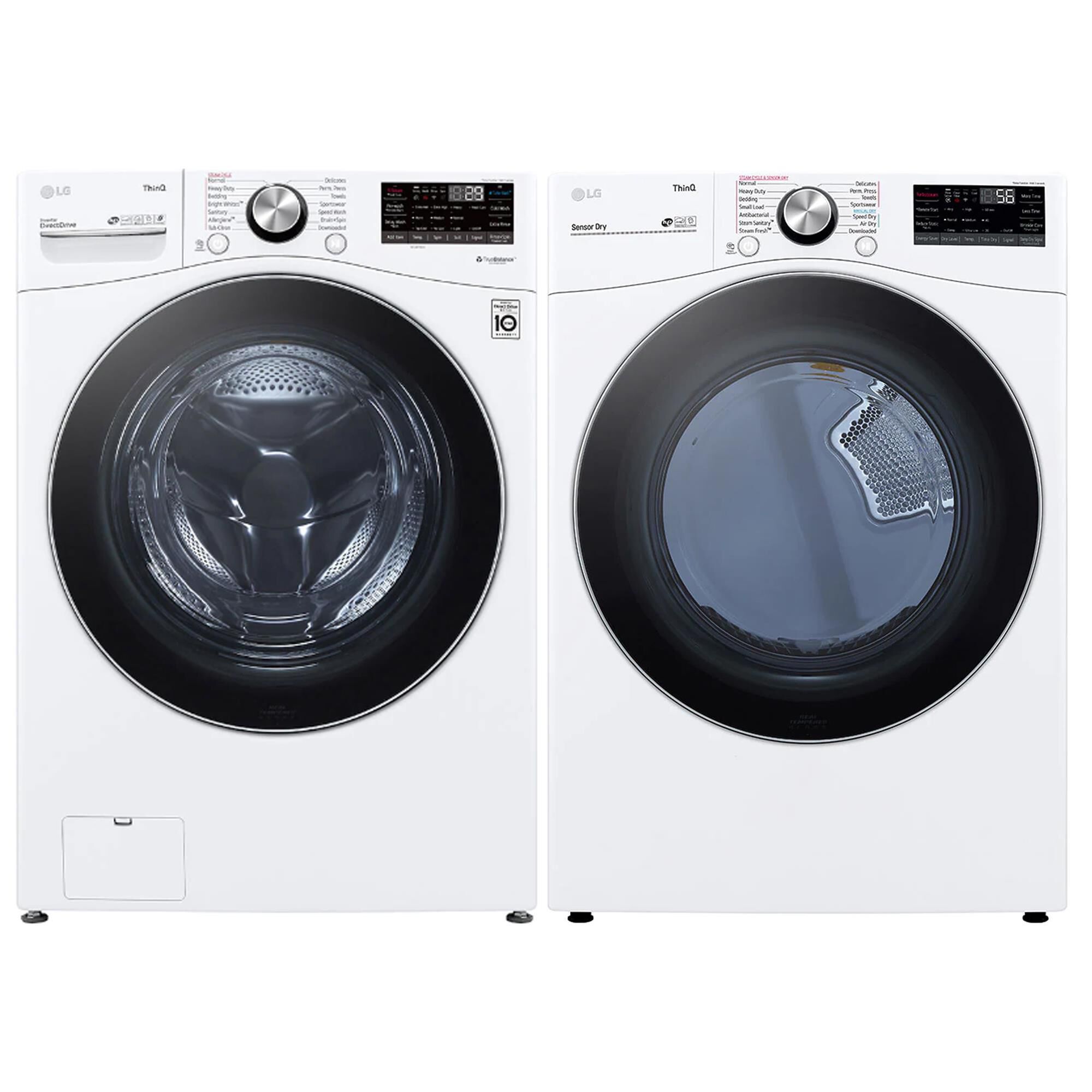 LG 5.0 Cu. Ft. Front Load Washer and 7.4 Cu. Ft. Electric Dryer with TurboWash 360 Laundry Pair in White (Pedestals Sold Separately), , large