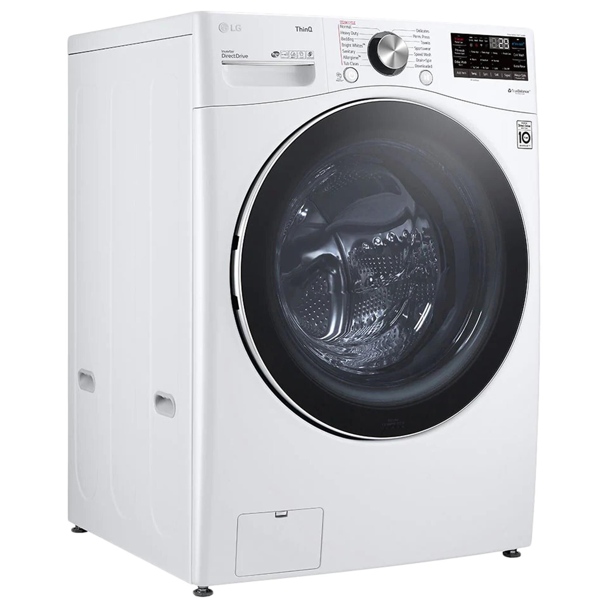 LG 5.0 Cu. Ft. Front Load Washer and 7.4 Cu. Ft. Electric Dryer with TurboWash 360 Laundry Pair in White (Pedestals Sold Separately), , large