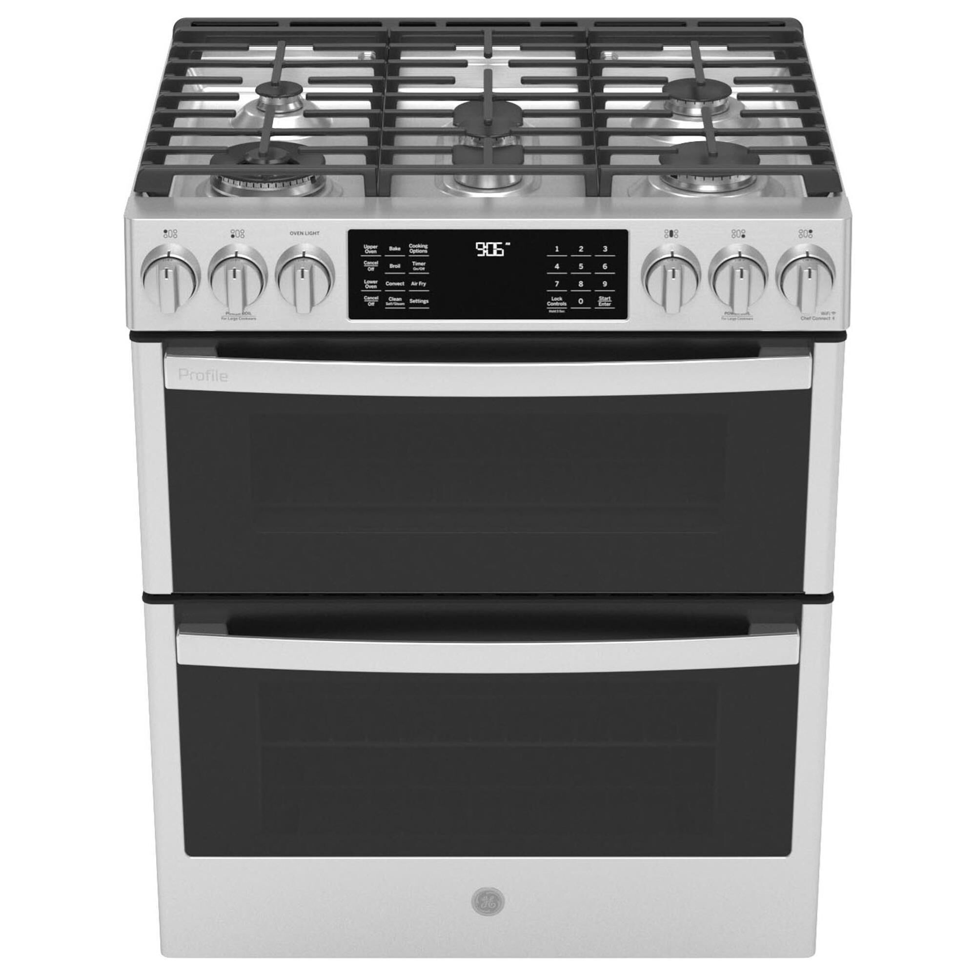 GE Profile 30" Slide-In Front-Control Double Oven Range in Fingerprint Resistant Stainless Steel, , large
