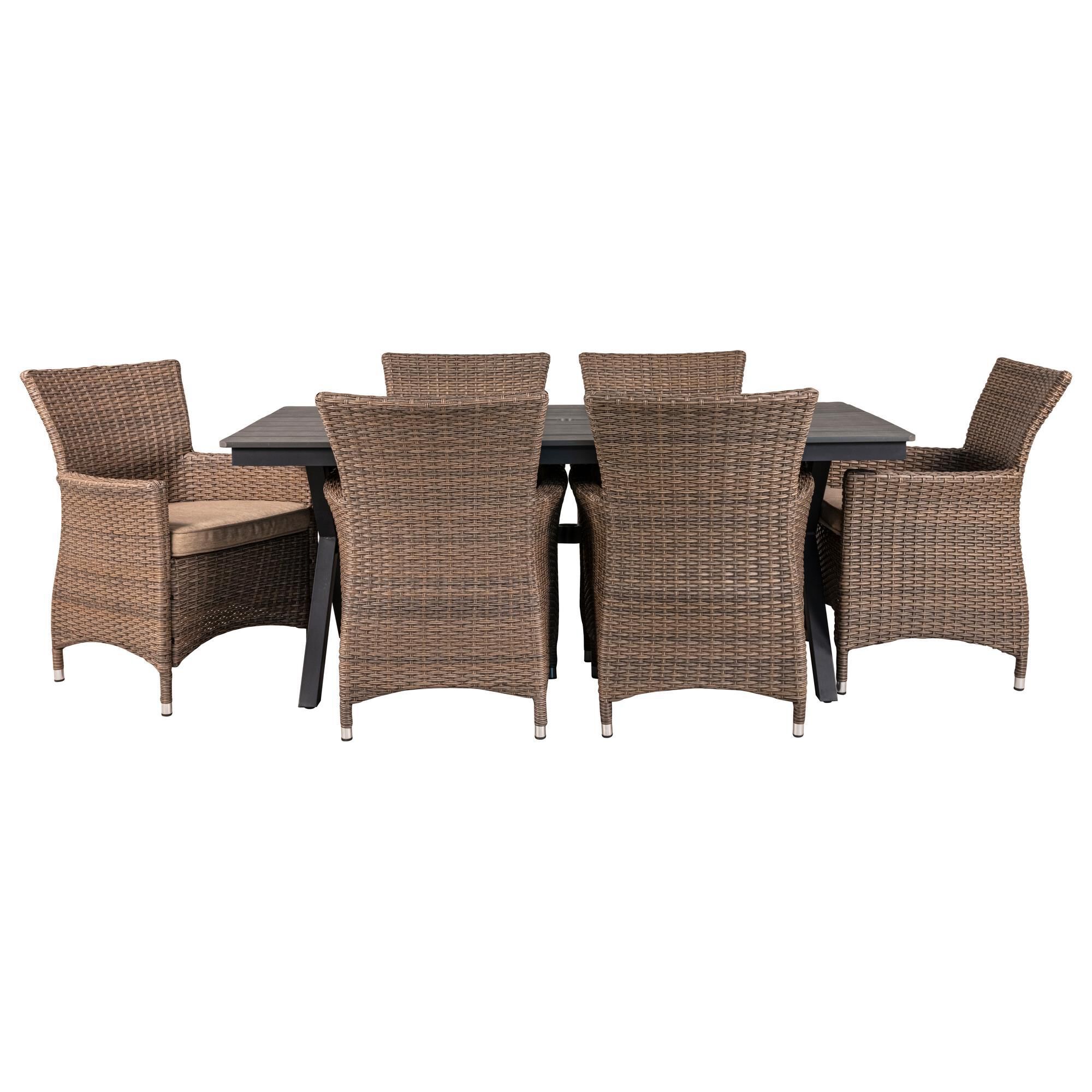 Global Note Collections 7-Piece Bella Patio Dining Set in Beige, , large