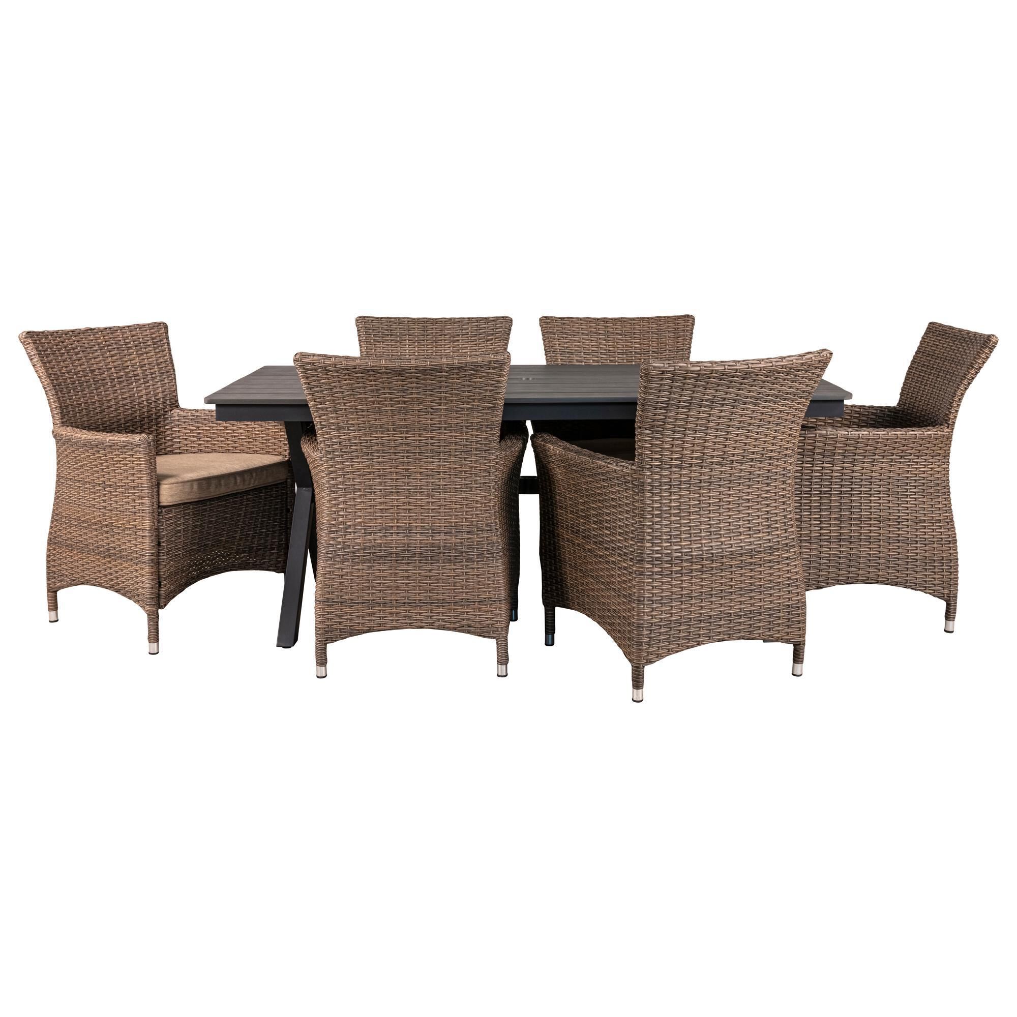 Global Note Collections 7-Piece Bella Patio Dining Set in Beige, , large