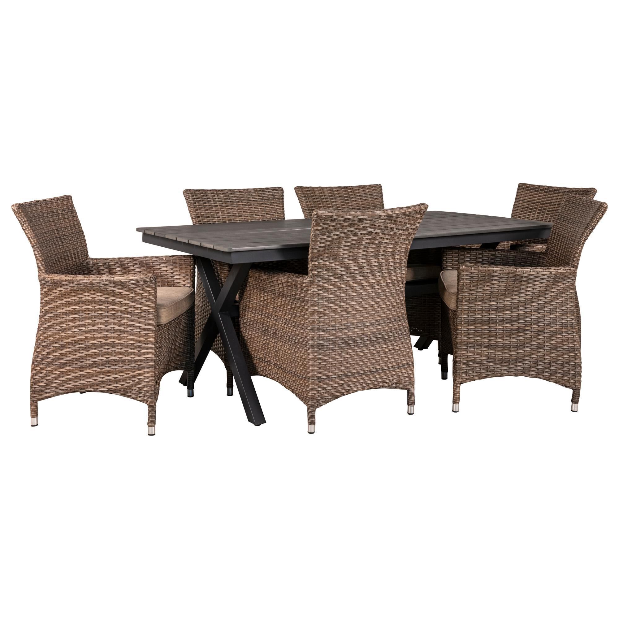 Global Note Collections 7-Piece Bella Patio Dining Set in Beige, , large