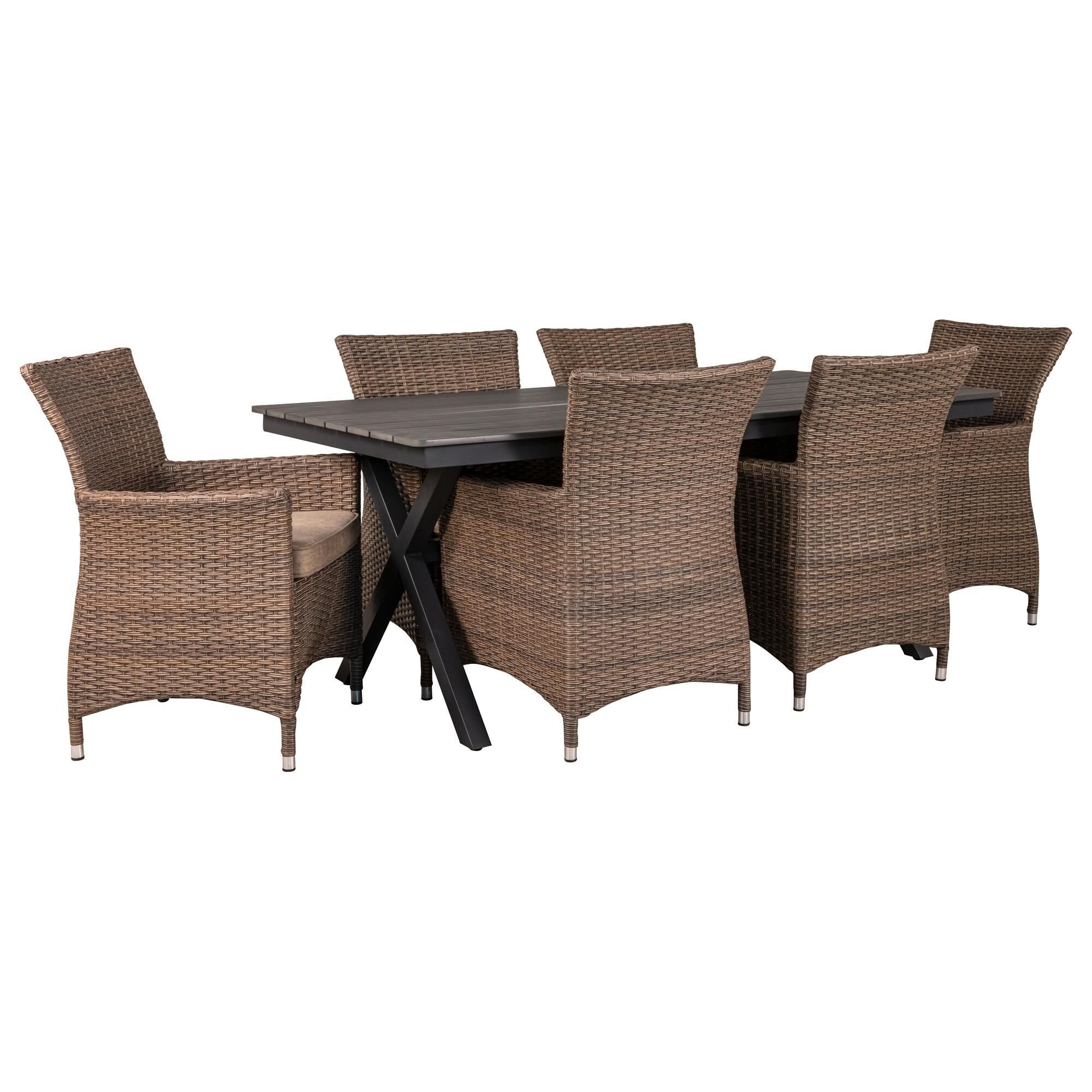 Global Note Collections 7-Piece Bella Patio Dining Set in Beige, , large