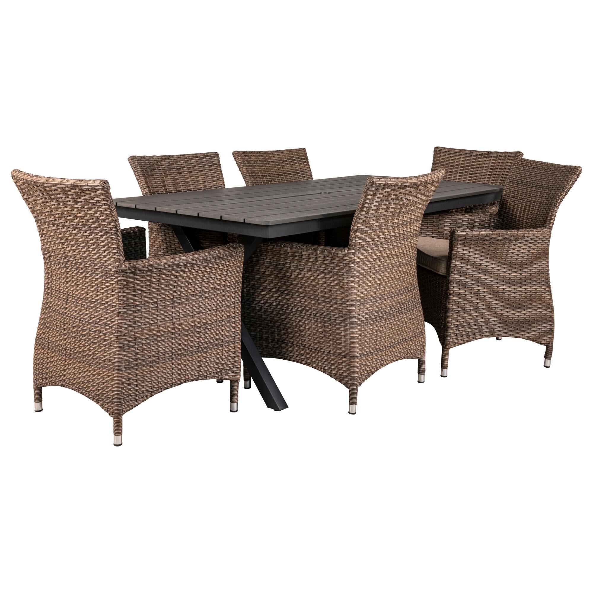 Global Note Collections 7-Piece Bella Patio Dining Set in Beige, , large