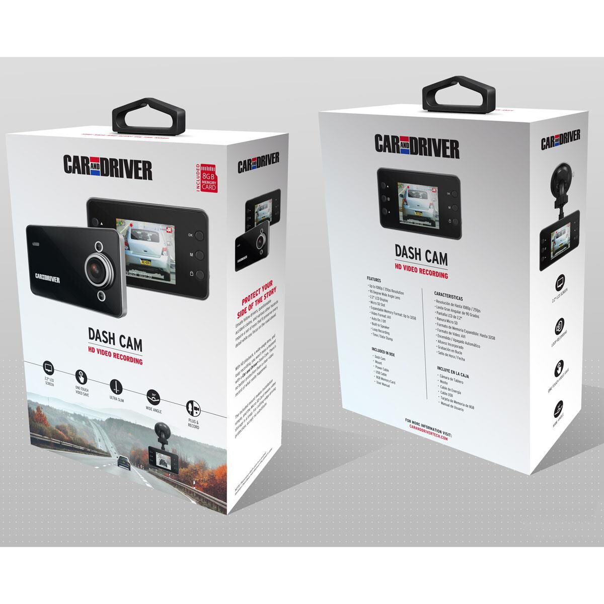 Car and Driver Pro Dash Cam Ultra HD with 8GB MicroSD 2.2" Display in Black, , large