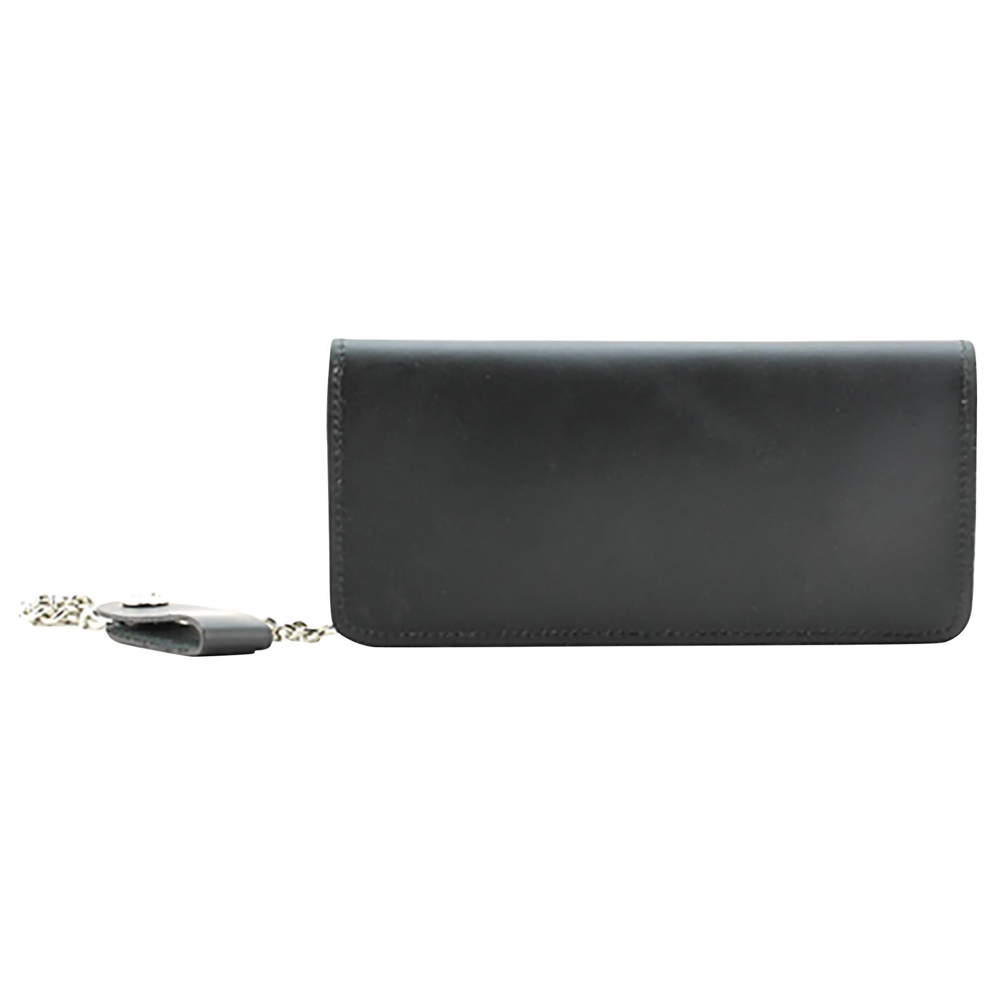 Black Canyon Outfitters 7" Leather Wallet Biker with Chain in Black, , large