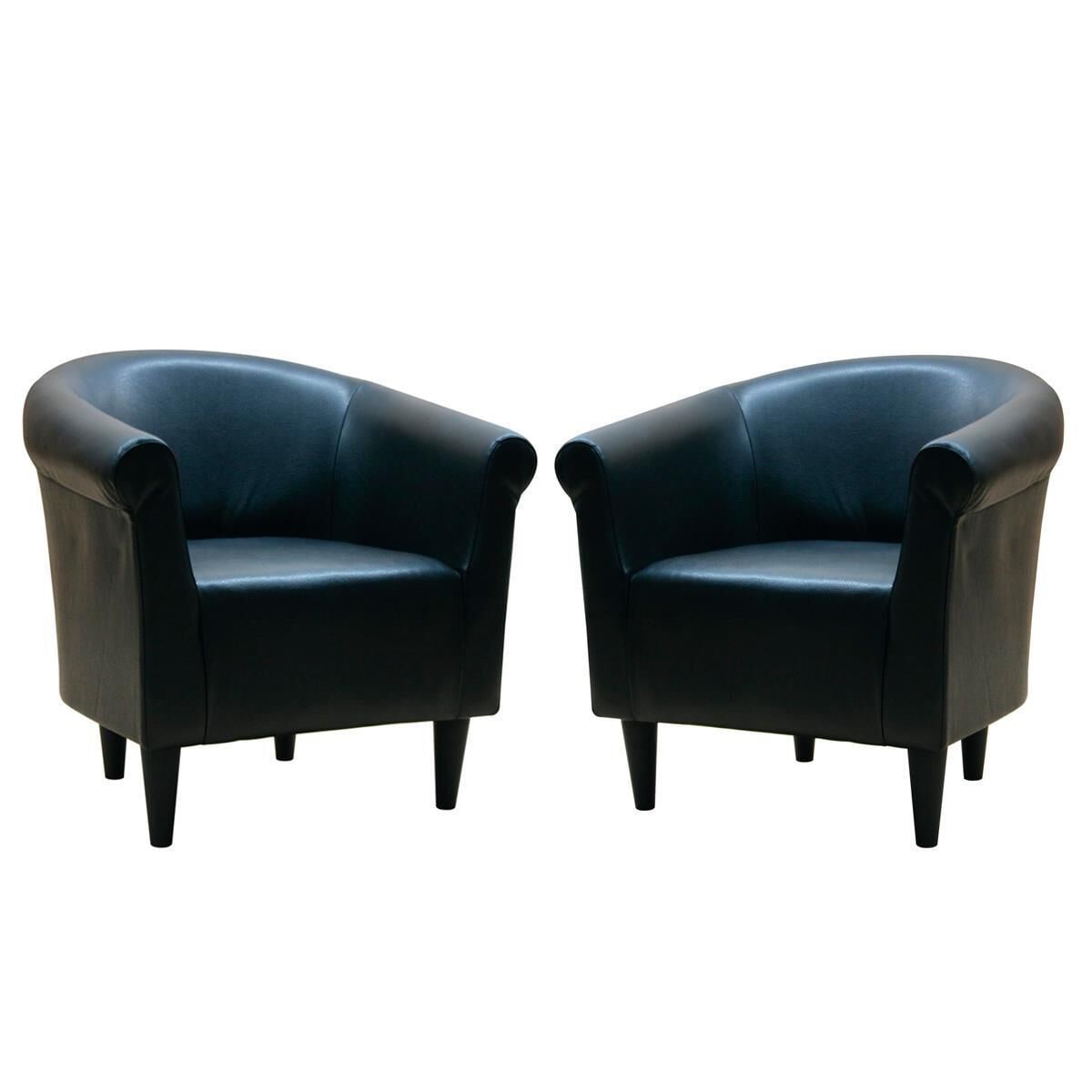 Overman International Corp Pair of Accent Chairs in Black Faux Leather, , large