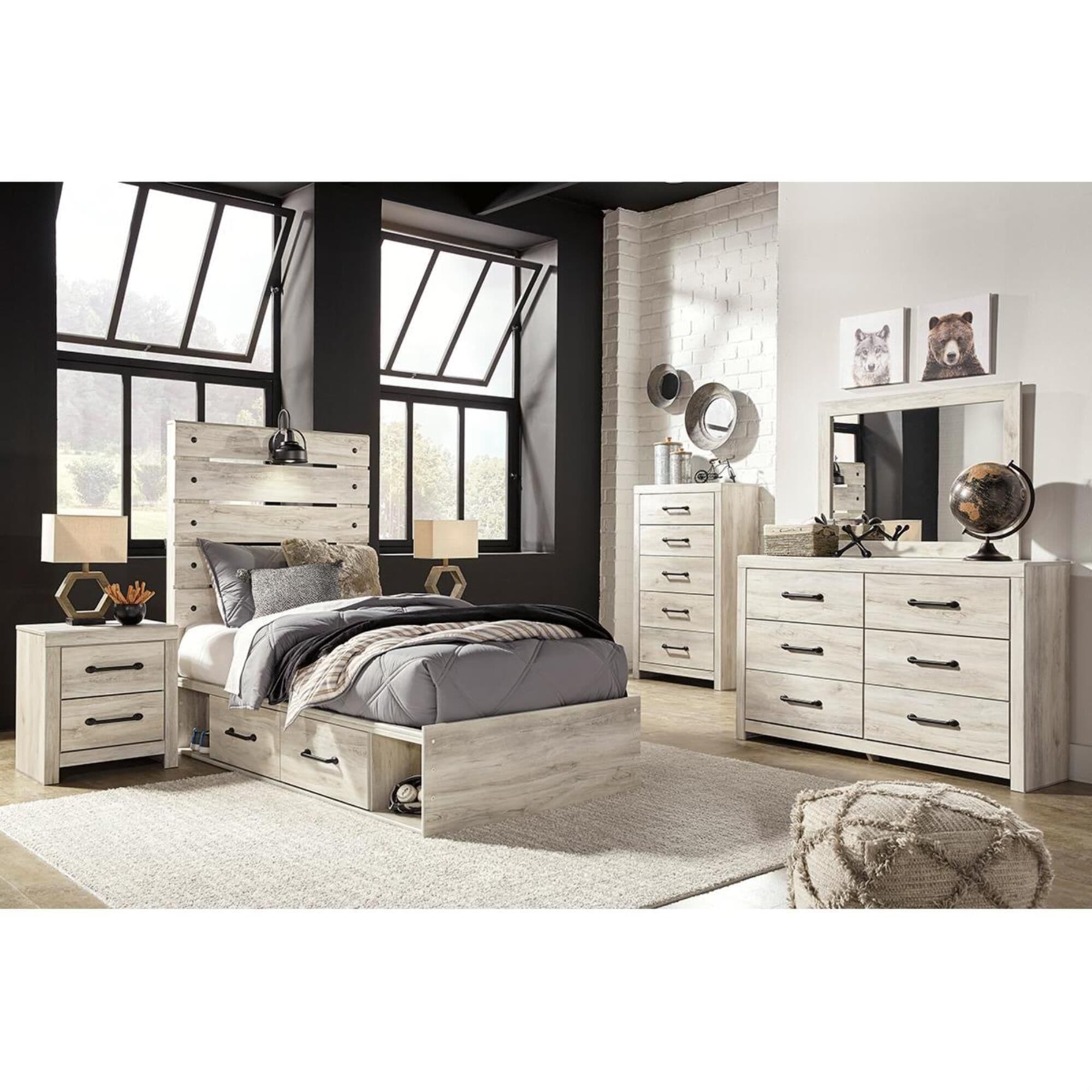Signature Design by Ashley Cambeck 5 Piece Twin Single Storage Bed Set in Whitewash, , large