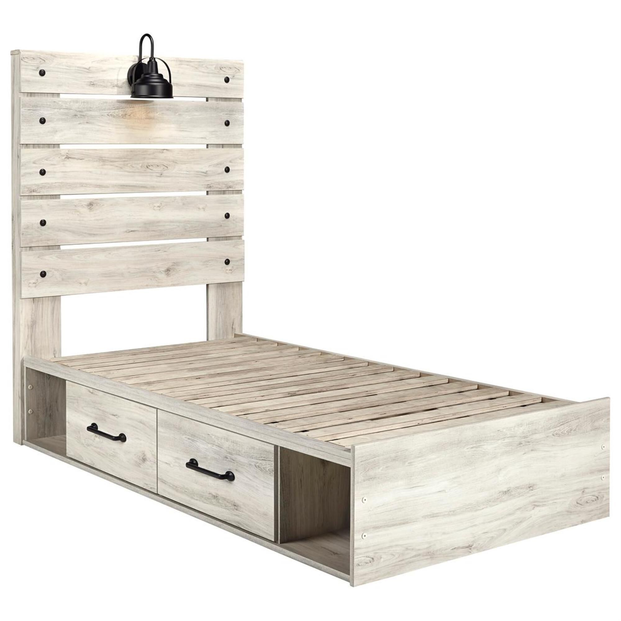 Signature Design by Ashley Cambeck 4 Piece Twin Single Storage Bed Set in Whitewash, , large