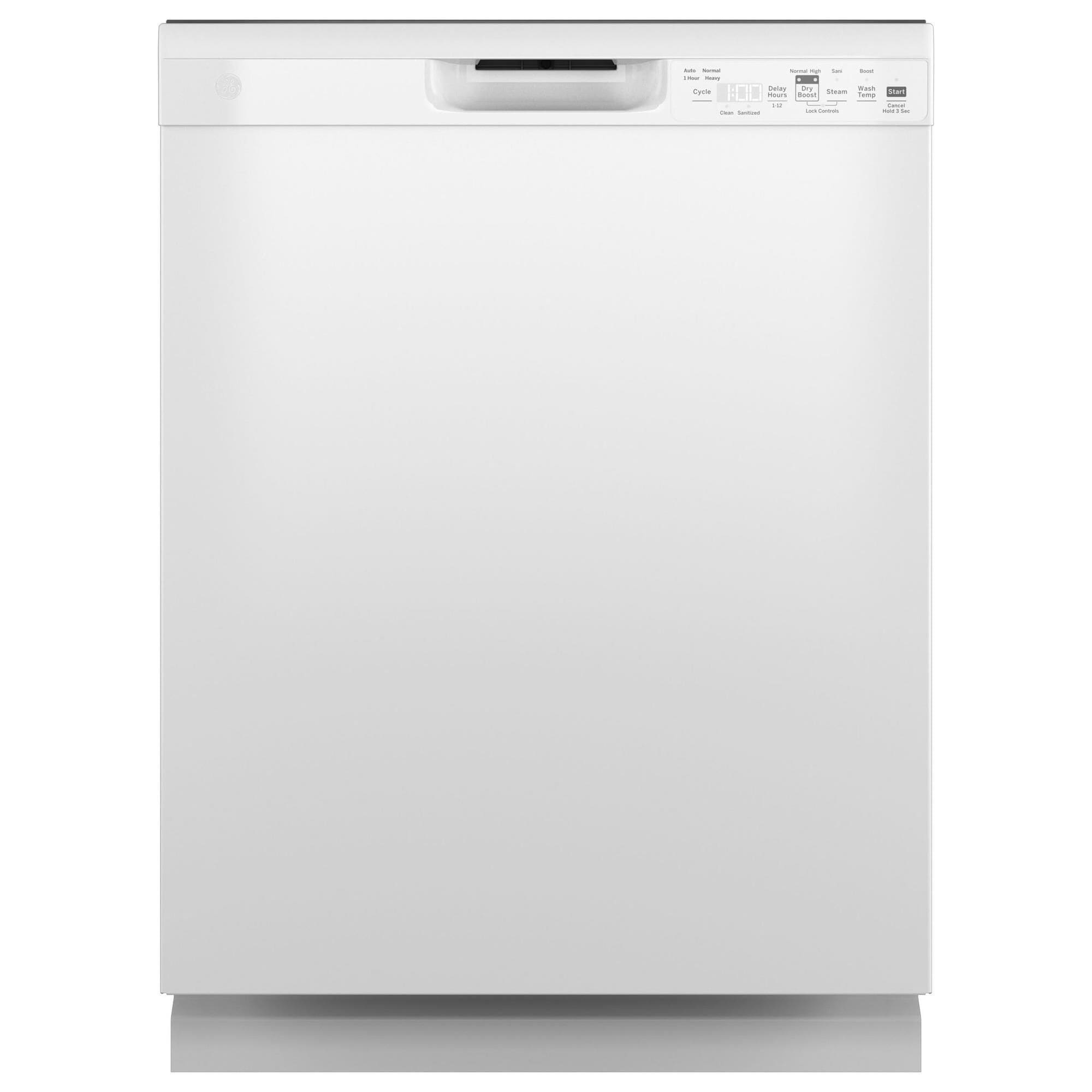 GE Appliances 24" Built-In Integrated Handle Dishwasher with Front Control and 52 dBA in White