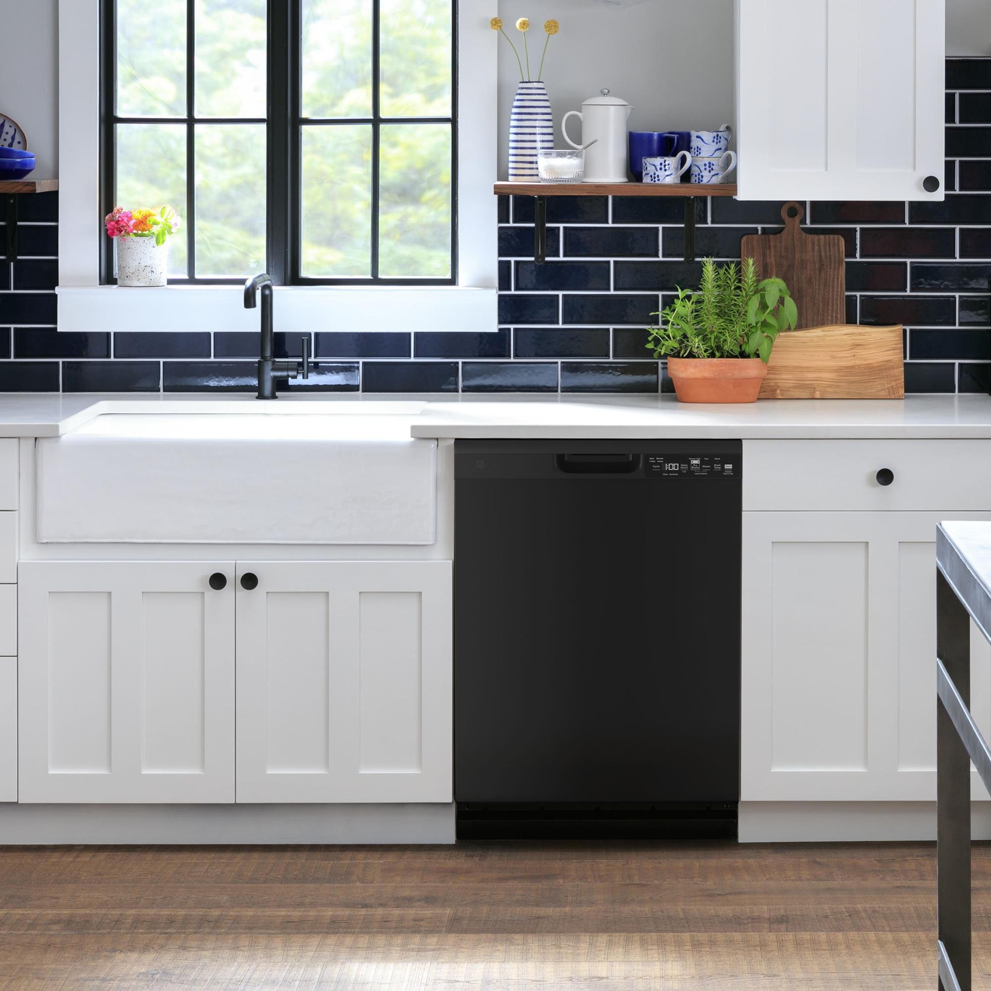 GE Appliances 24" Built-In Integrated Handle Dishwasher with Front Control and 52 dBA in Black, , large