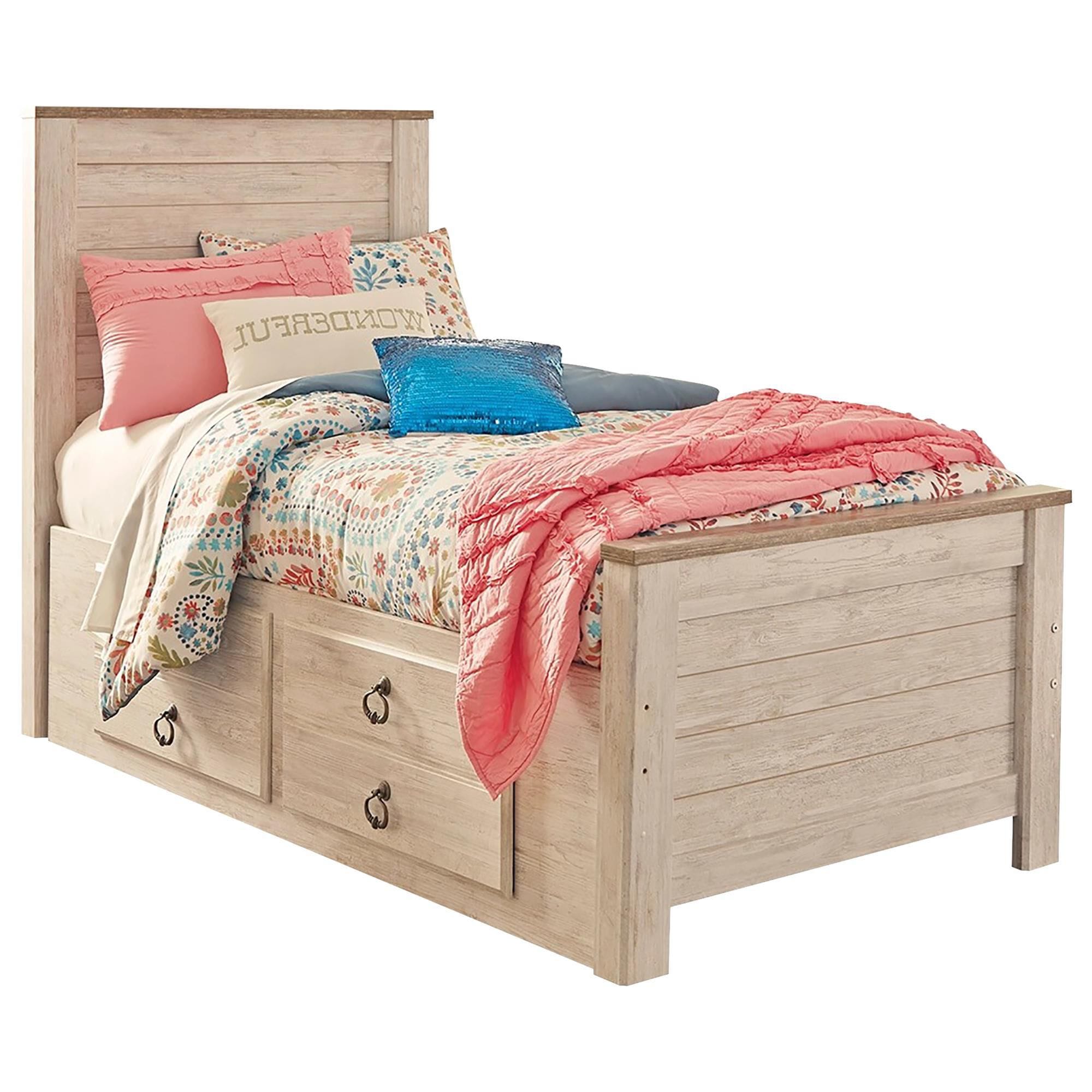 Signature Design by Ashley Willowton Twin Storage Bed in Whitewash, , large