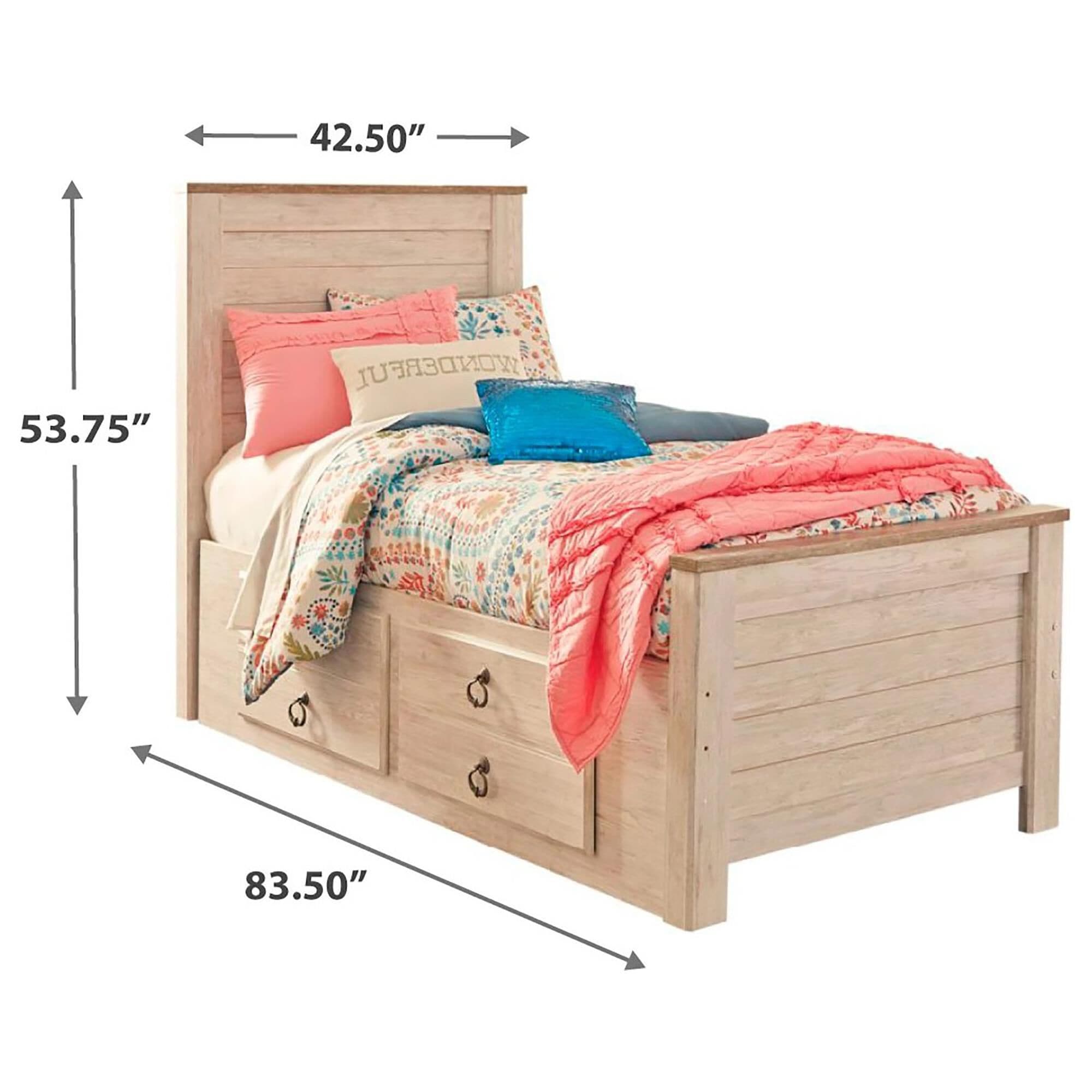 Signature Design by Ashley Willowton Twin Storage Bed in Whitewash, , large
