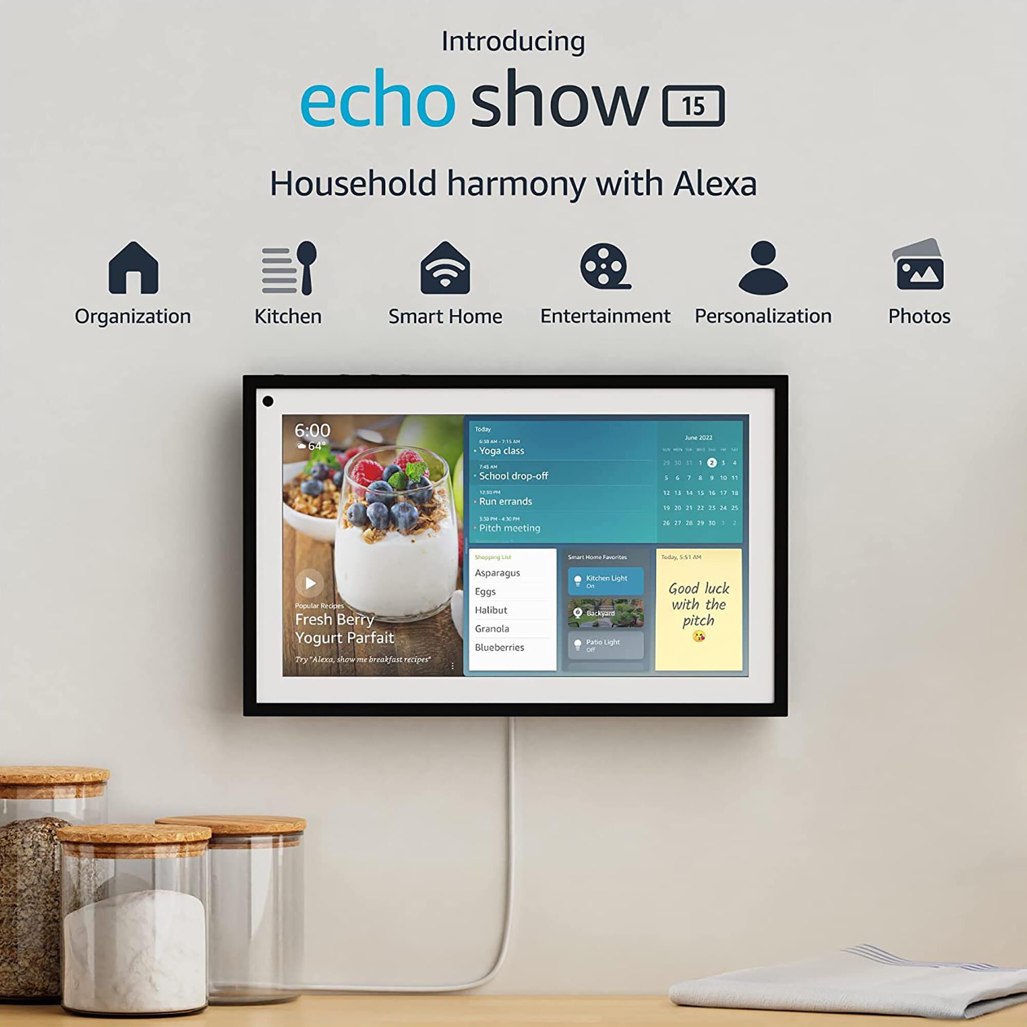 Amazon Echo Show 15 - Full HD 15.6" Smart Display with Alexa, , large