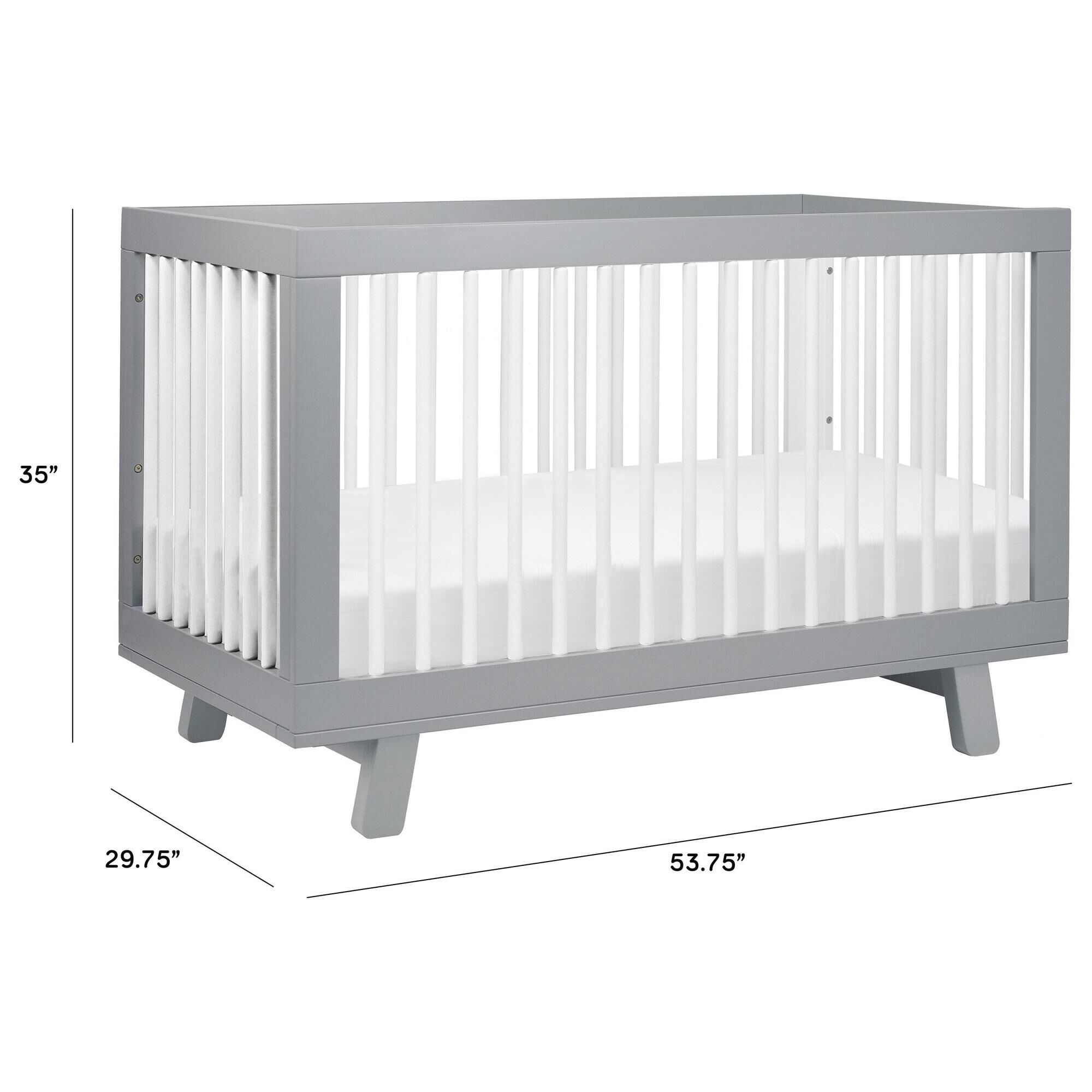 Babyletto Hudson 3-In-1 Convertible Crib and Toddler Conversion Kit in Grey and White, , large