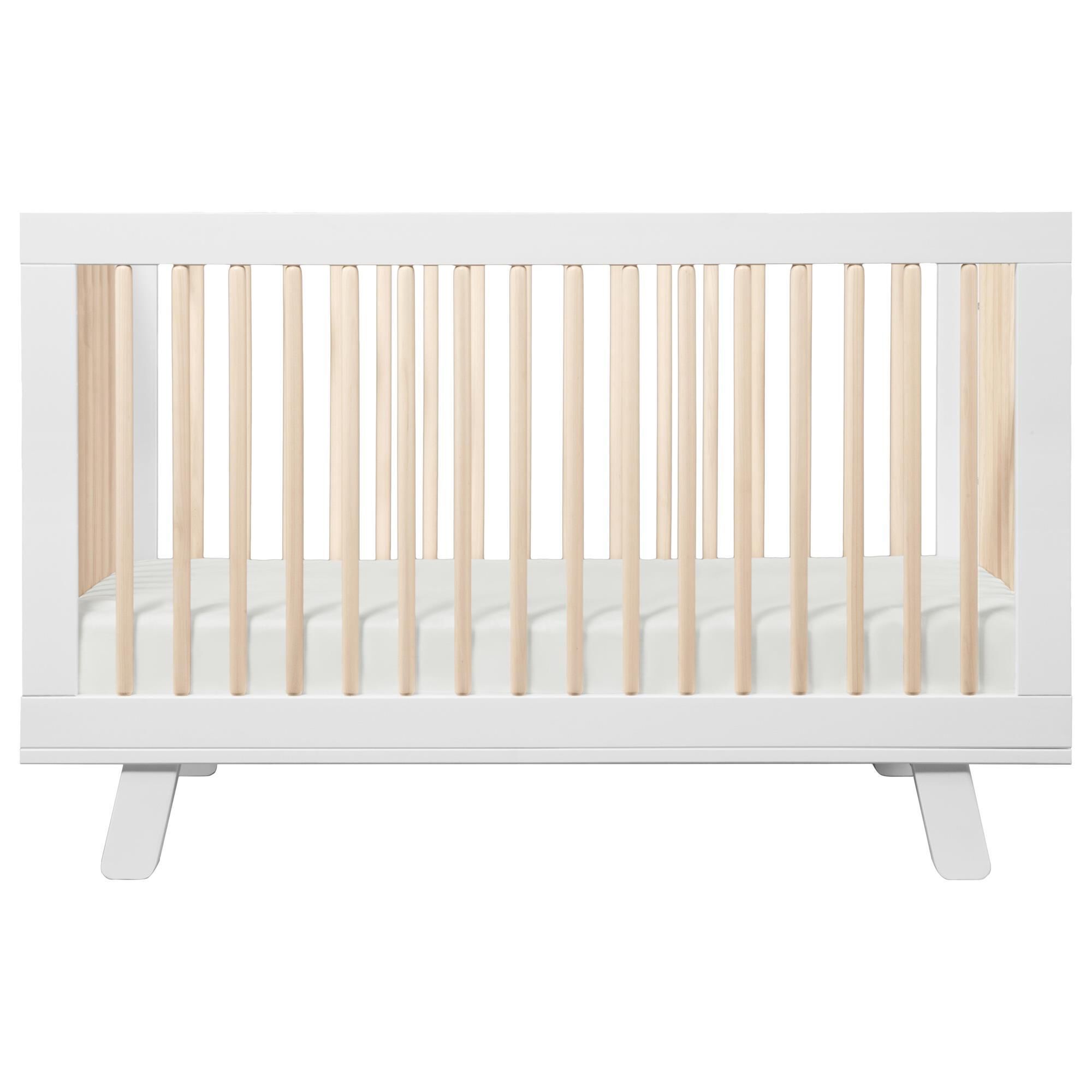 Babyletto Hudson 3-In-1 Convertible Crib and Toddler Conversion Kit in White and Washed Natural, , large