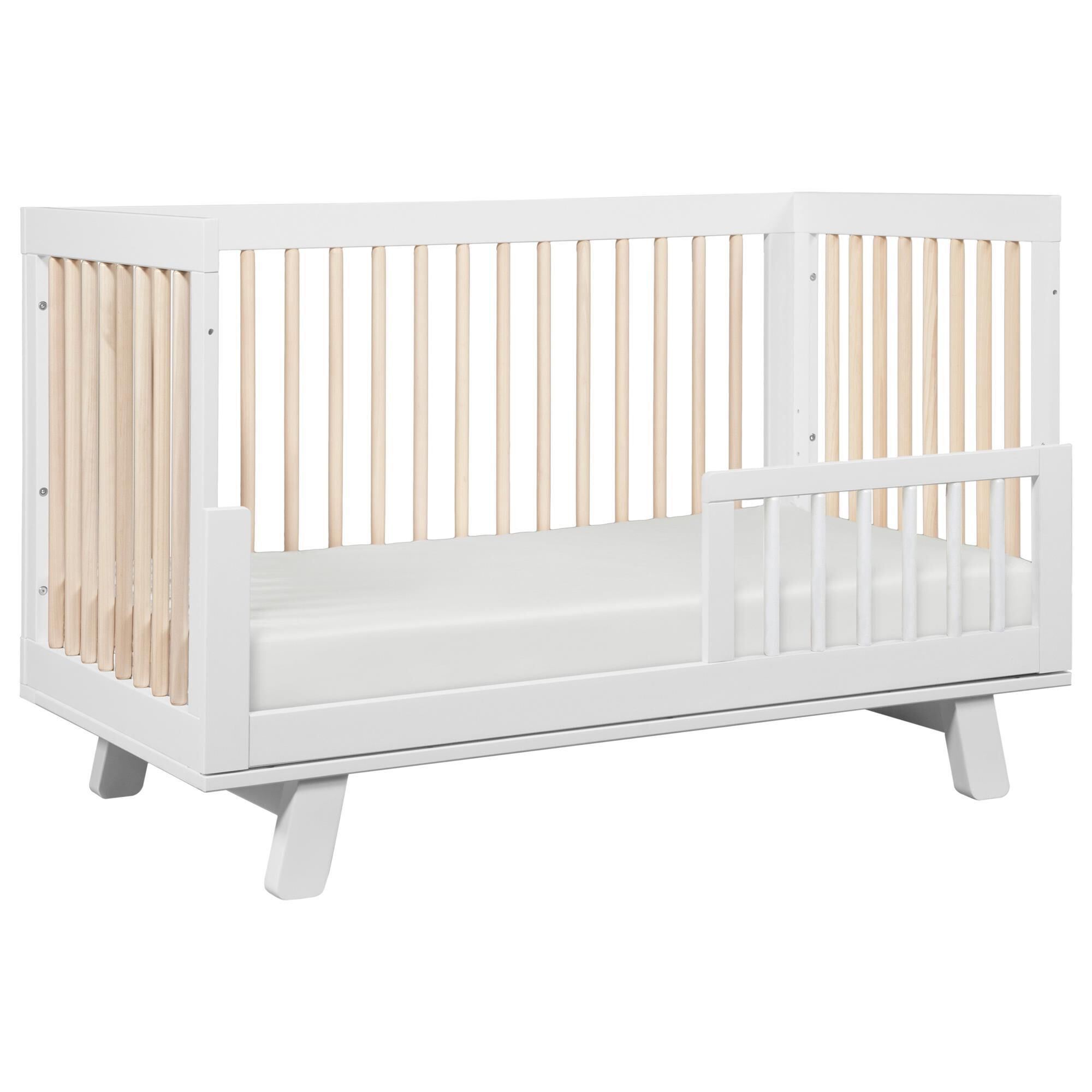 Babyletto Hudson 3-In-1 Convertible Crib and Toddler Conversion Kit in White and Washed Natural, , large