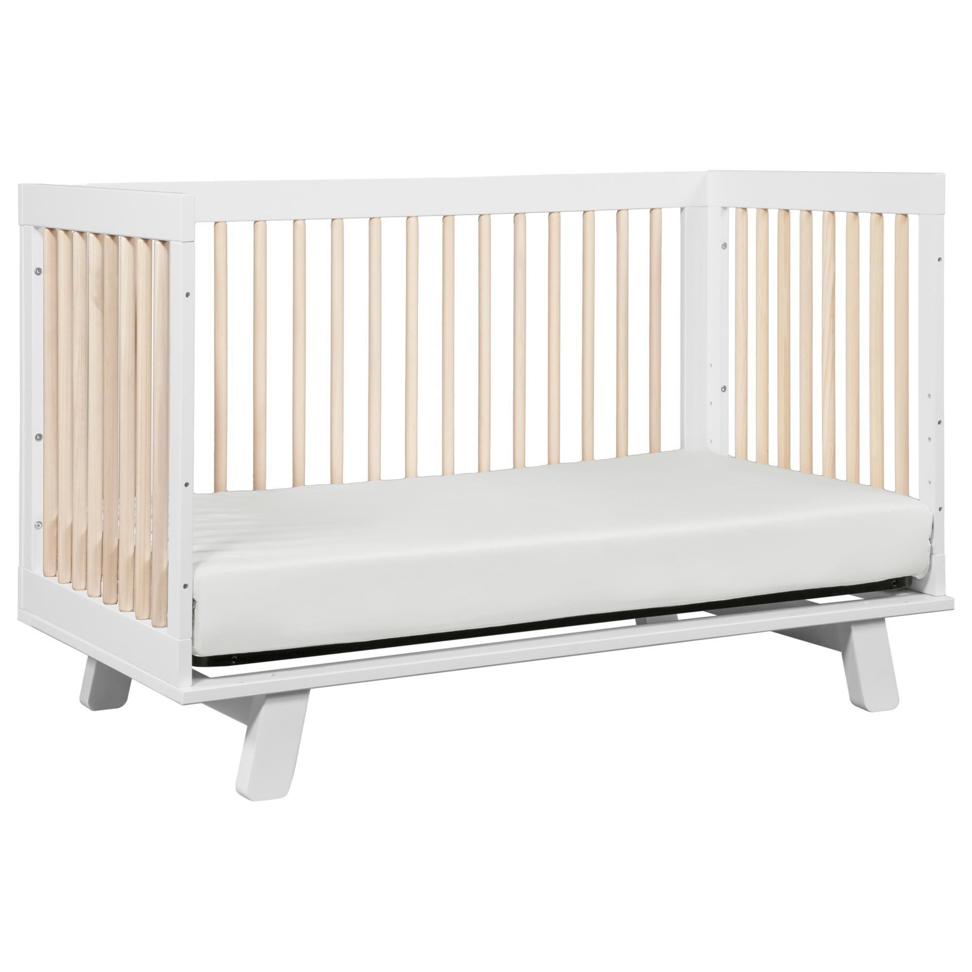 Babyletto Hudson 3-In-1 Convertible Crib and Toddler Conversion Kit in White and Washed Natural, , large