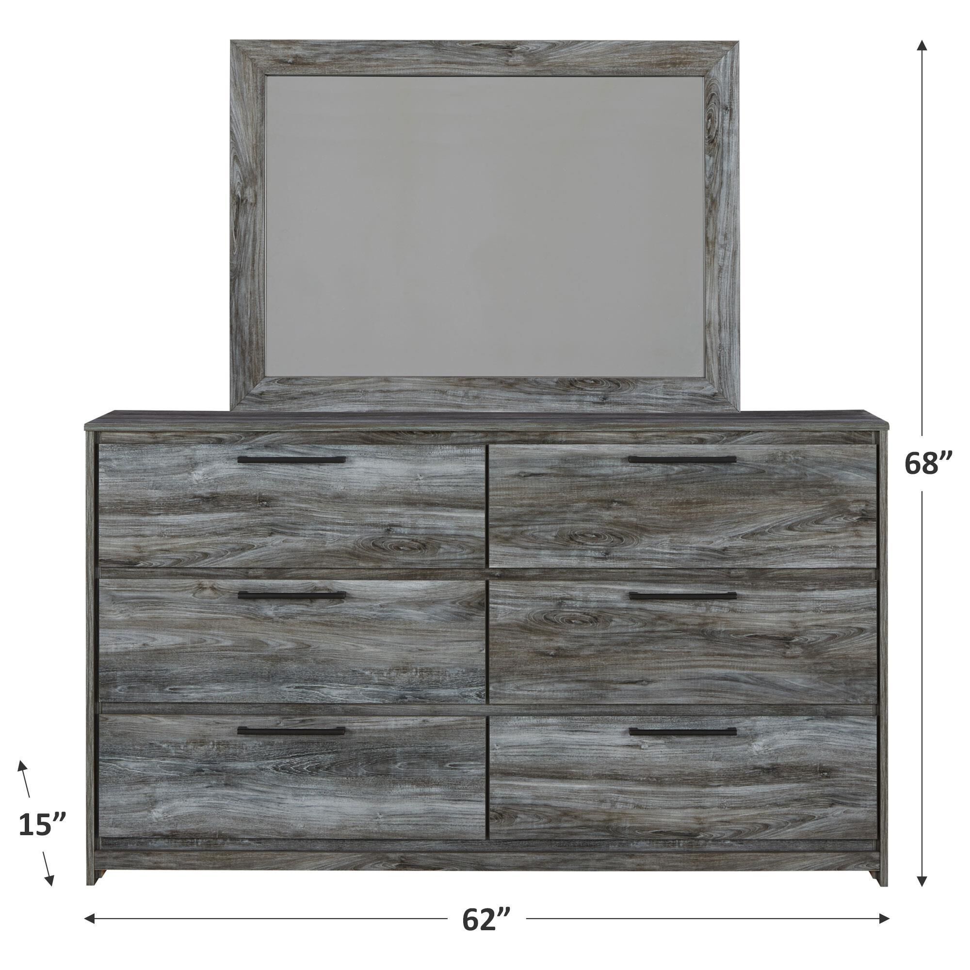 Ashley Baystorm 6 Drawer Dresser and Wide Frame Mirror in Gray, , large