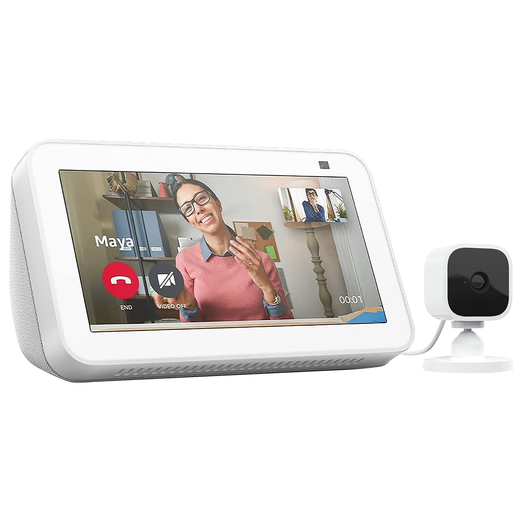 Amazon Blink Mini Security Cam in White + Amazon Echo Show 5 Smart Display with Alexa in Glacier White, , large