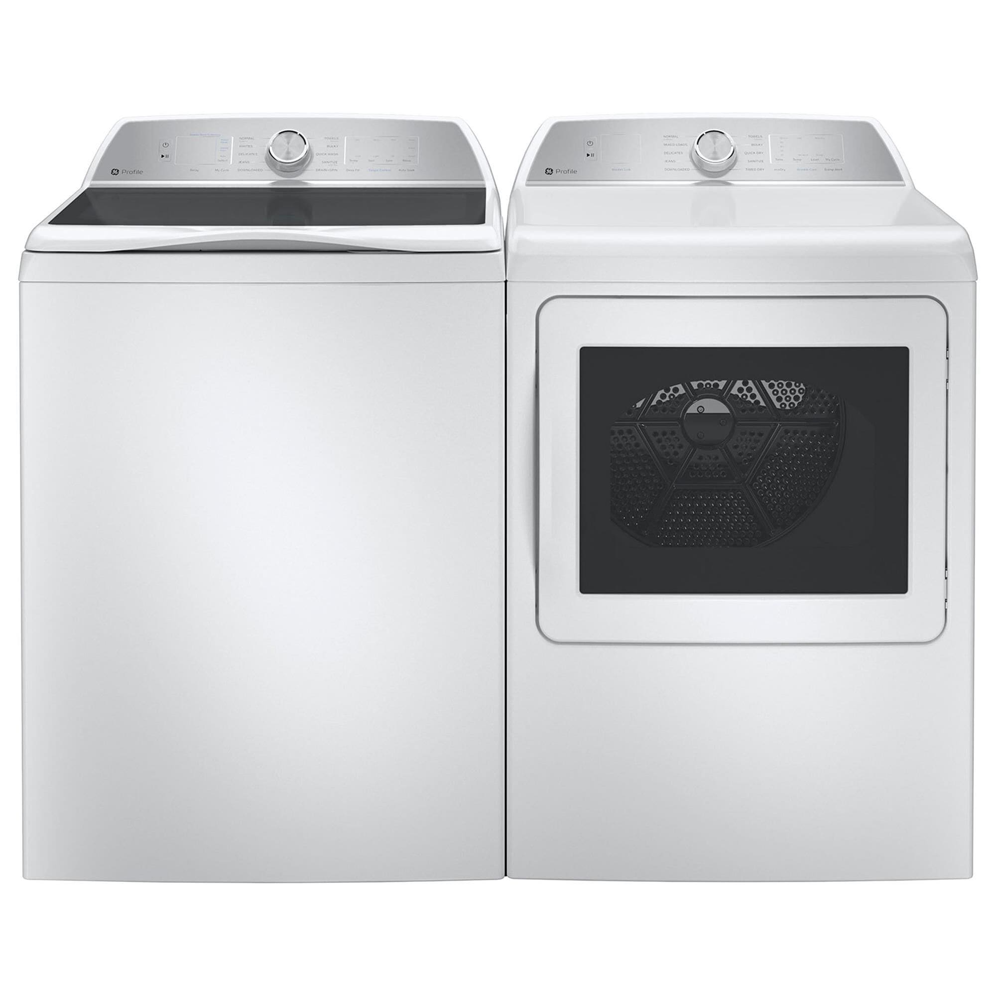 GE Appliances 5 Cu. Ft. Top Load Impeller Washer and 7.4 Cu. Ft. Electric Dryer Laundry Pair in White, , large