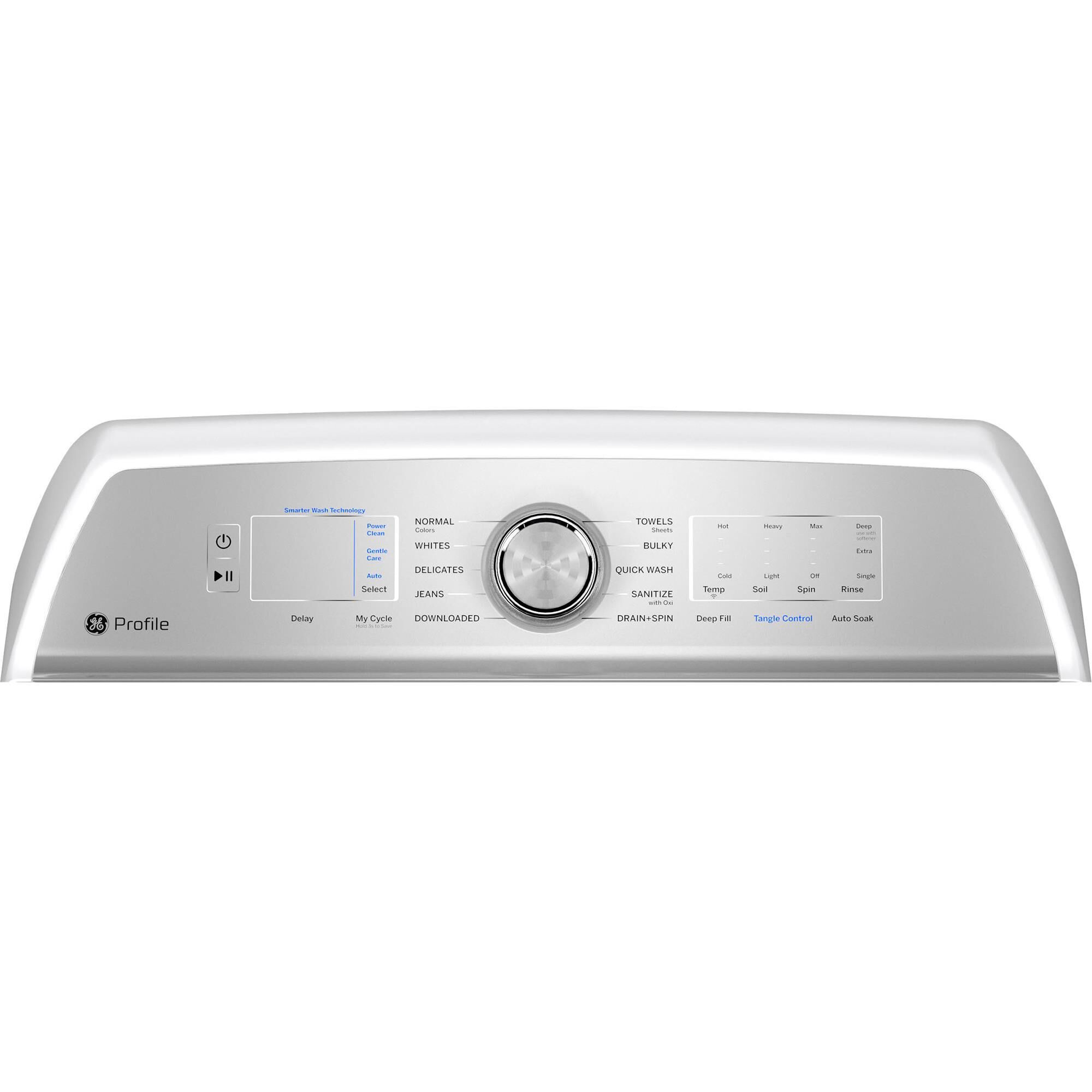 GE Profile 4.9 Cu. Ft. Top Load Agitator Washer and 7.4 Cu. Ft. Electric Dryer Laundry Pair in White, , large