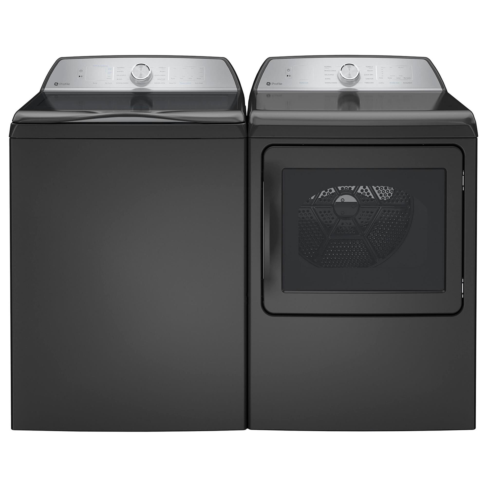GE Profile 4.9 Cu. Ft. Top Load Agitator Washer and 7.4 Cu. Ft. Gas Dryer Laundry Pair in Diamond Gray, , large