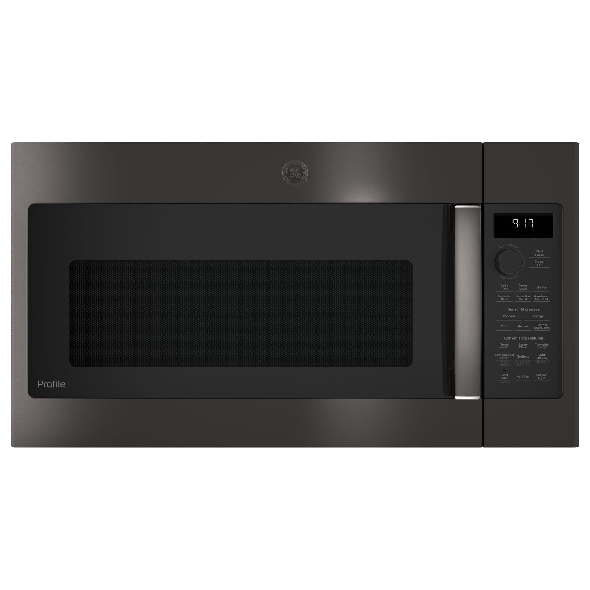 GE Profile 1.7 Cu. Ft. Convection Over-the-Range Microwave Oven in Black Stainless Steel