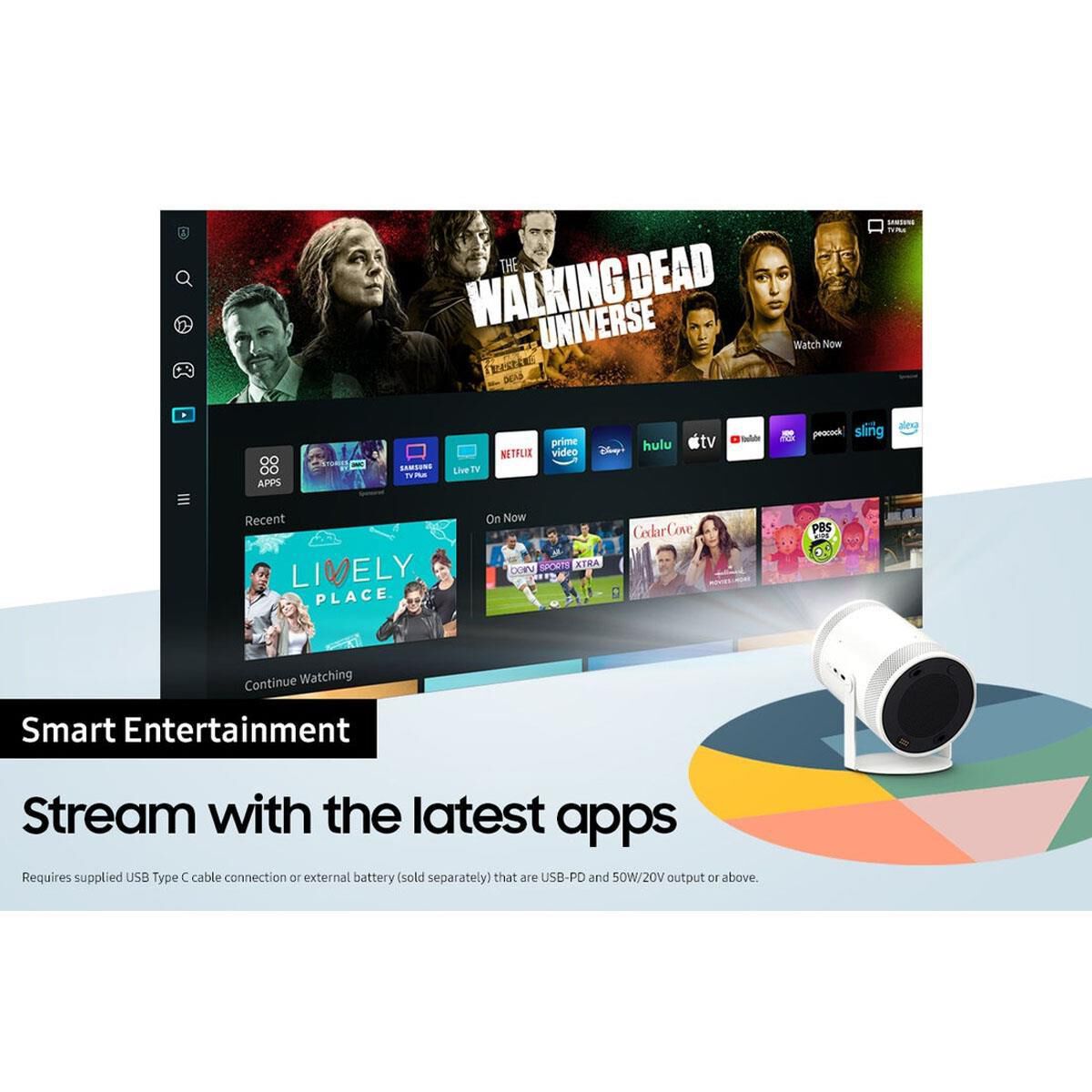 Samsung The Freestyle FHD HDR Smart Portable Projector in White, , large