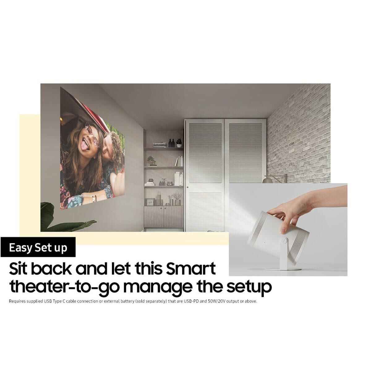 Samsung The Freestyle FHD HDR Smart Portable Projector in White, , large