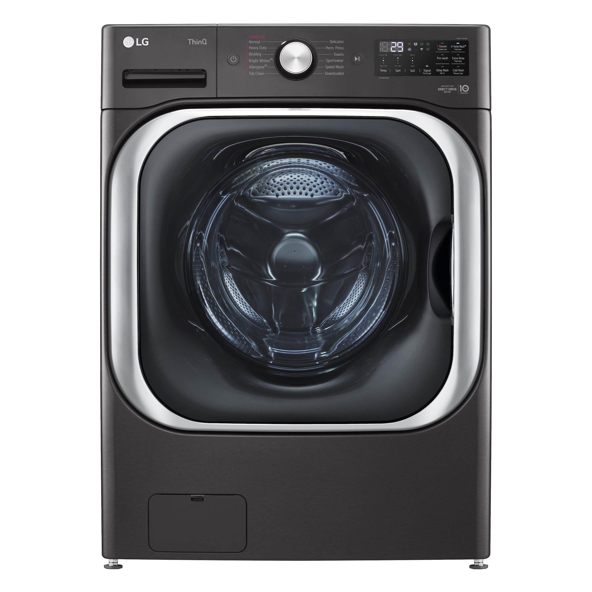LG 5.2 Cu. Ft. Front Load Washer with Steam and TurboWash in Black Steel, , large
