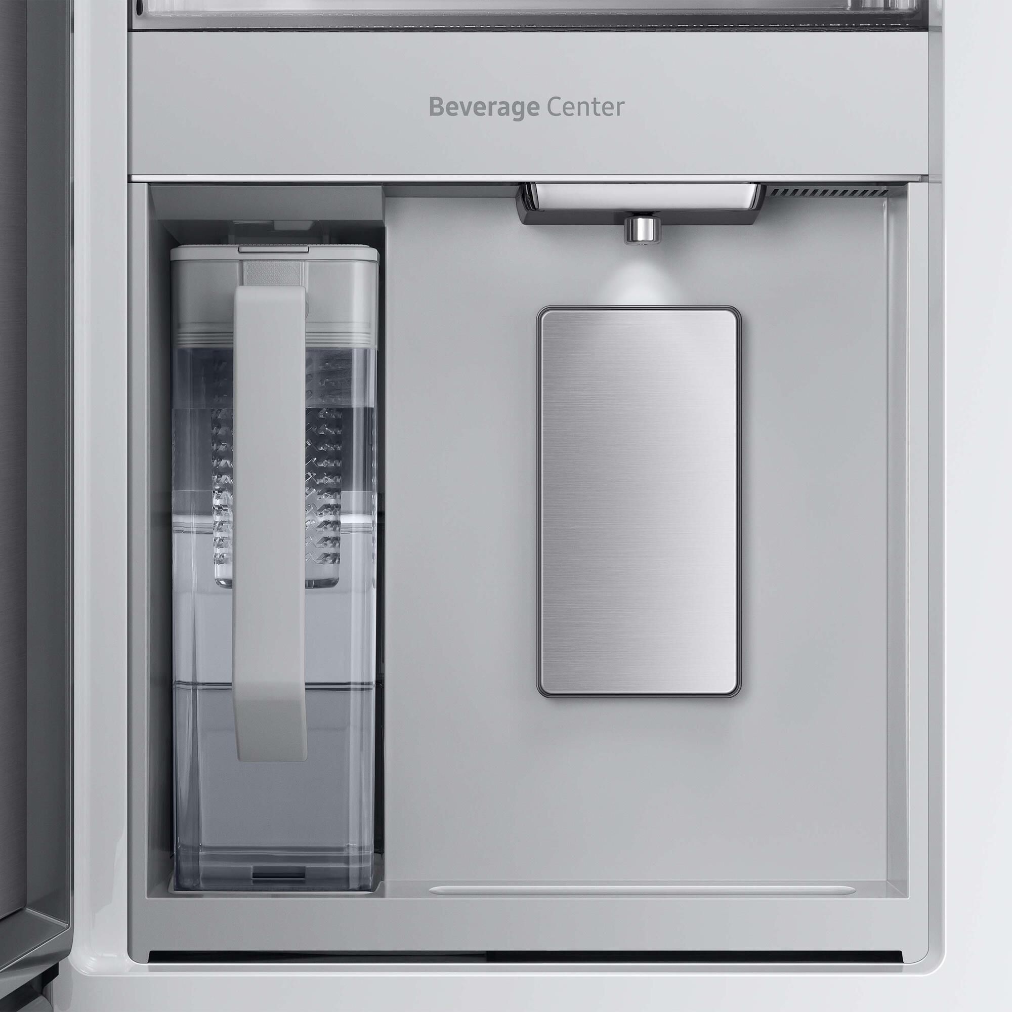 Samsung Bespoke 29 Cu. Ft. 4-Door French Door Refrigerator with Beverage Center in White Glass Panels, , large